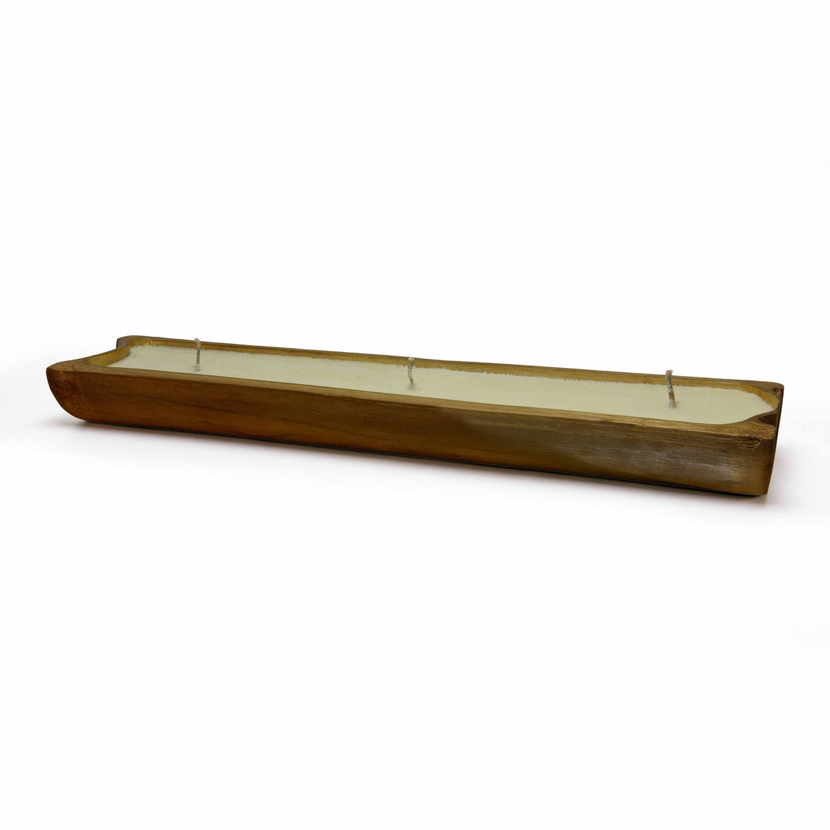 Handcrafted Handcrafted 3-Wick Sandalwood Rice Wax Red Bamboo Boat Candle from Chiang Mai Thailand - Lalanna Design