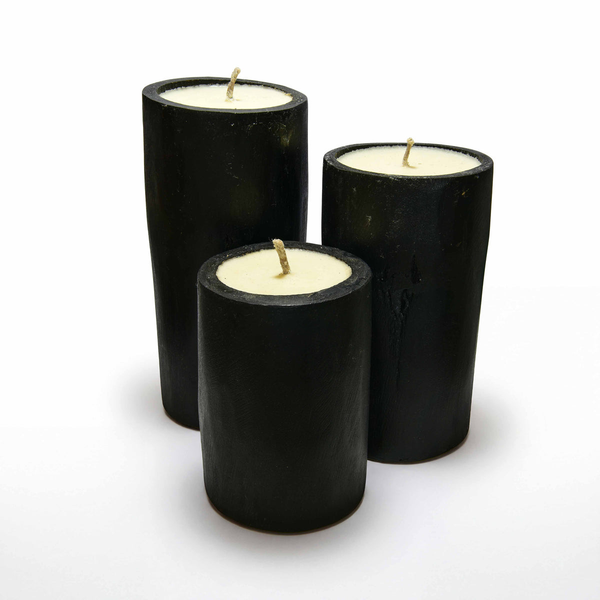 Handcrafted Handcrafted Black Bamboo Candles Set of 3 - Natural Lemongrass Rice Wax from Chiang Mai Thailand - Lalanna Design