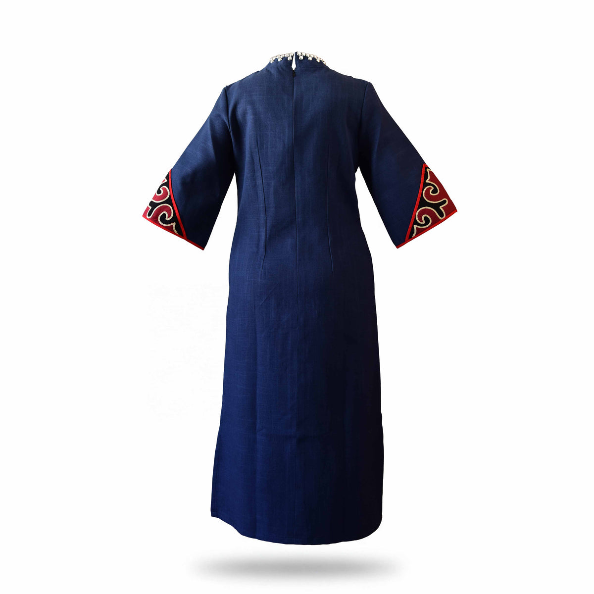 Handcrafted Iu Mien Batik Diamond Dress - Navy Blue from Chiang Mai Thailand - Lalanna Design