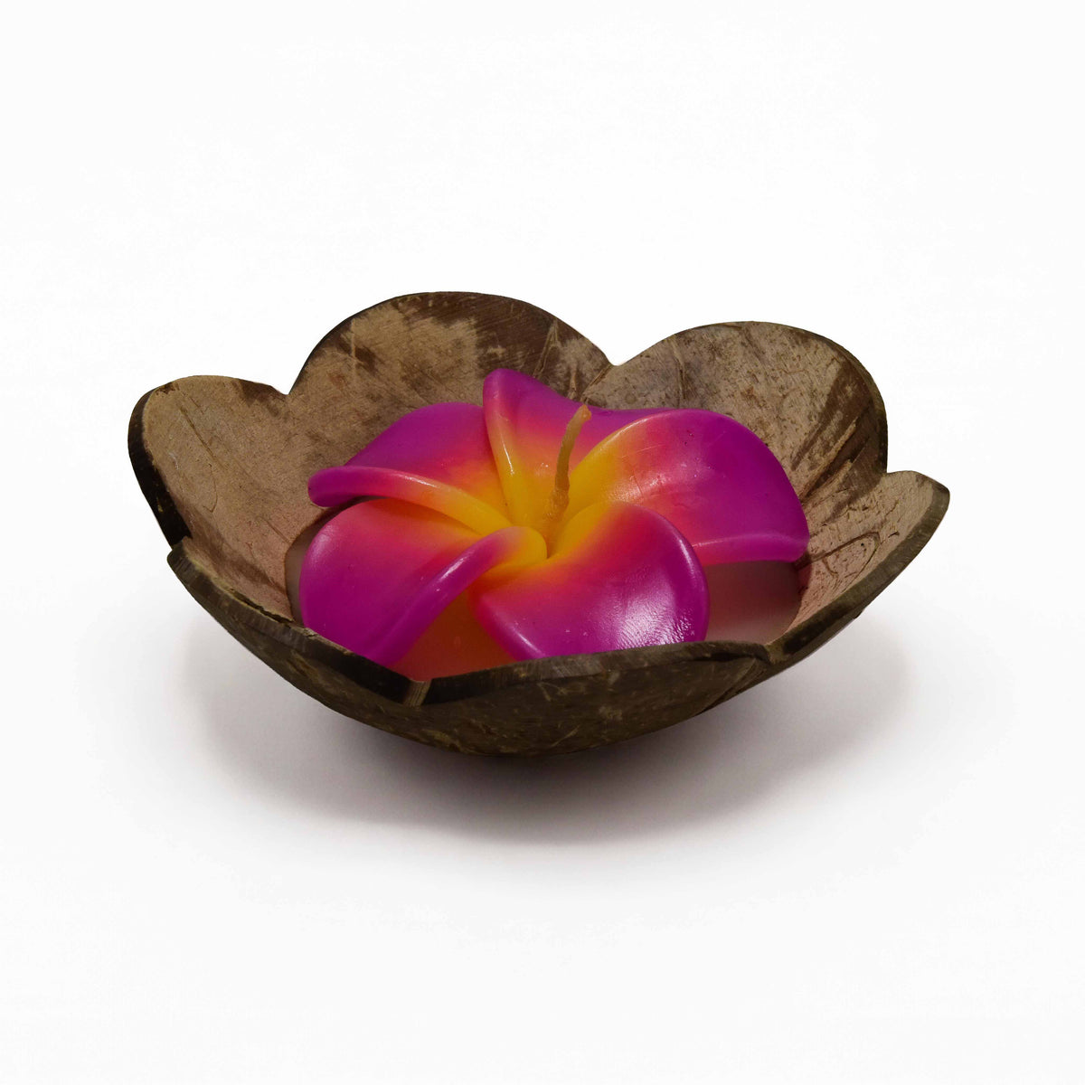 Handcrafted Lalanna Coconut Frangipani Scented Flower Candle Purple from Chiang Mai Thailand - Lalanna Design
