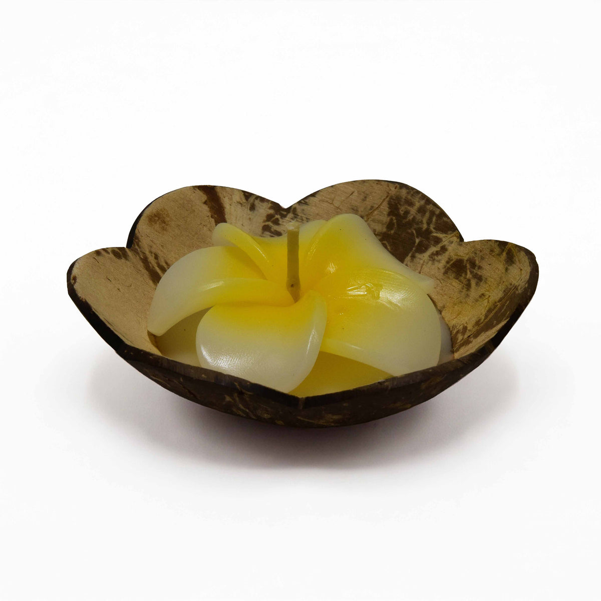 Handcrafted Lalanna Coconut Frangipani Scented Flower Candle Yellow from Chiang Mai Thailand - Lalanna Design