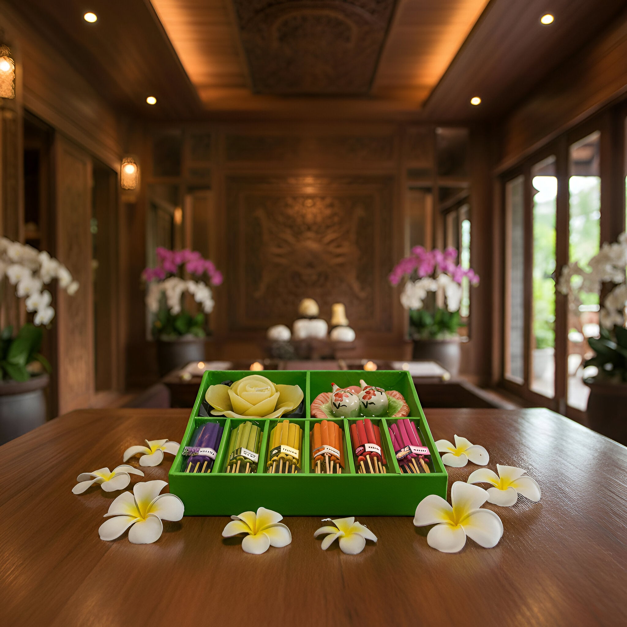 Handcrafted Lalanna Green Aromatic Incense and Candle Gift Set from Chiang Rai Thailand - Lalanna Design