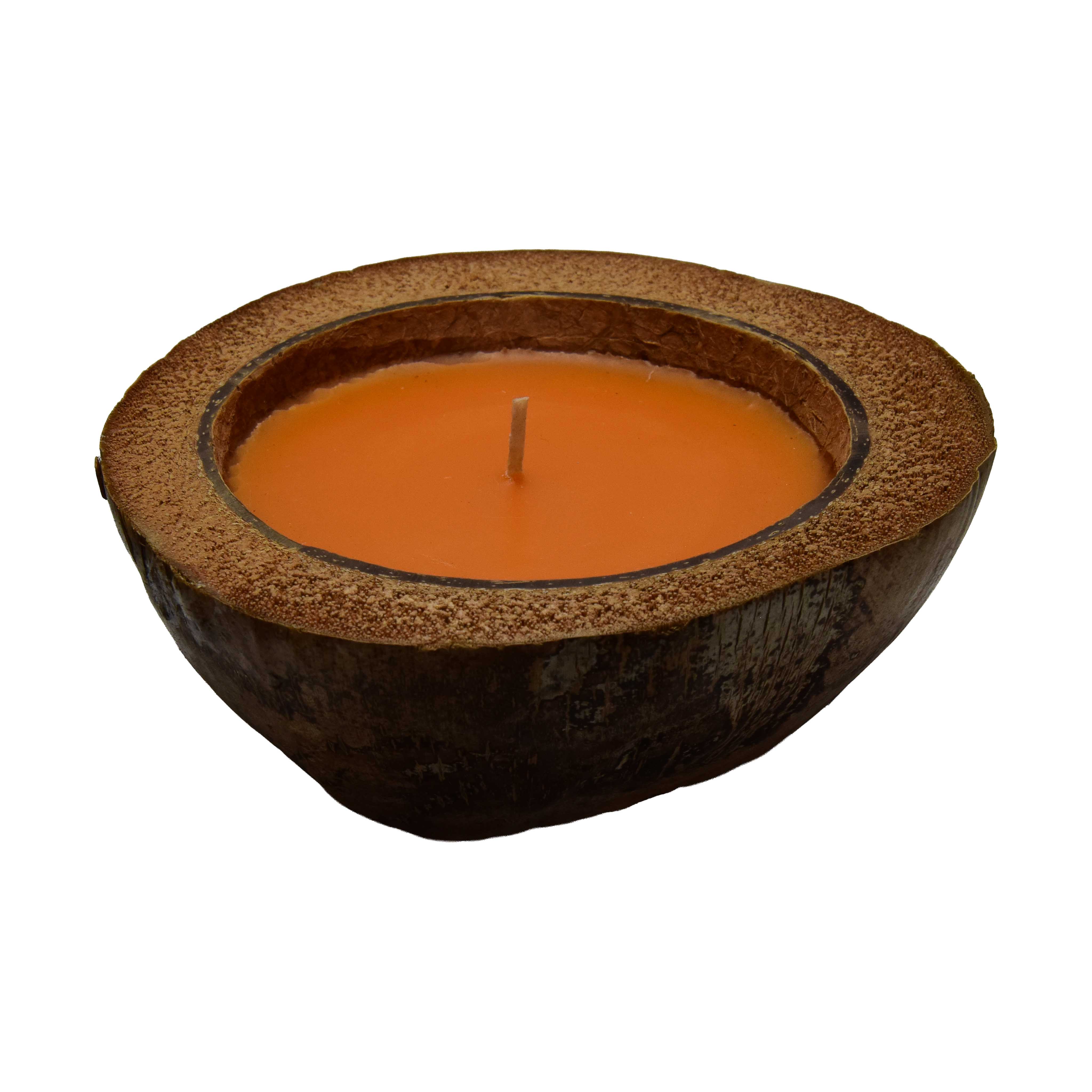 Handcrafted Lalanna Large Coconut Orange Scented Candle from Chiang Rai Thailand - Lalanna Design