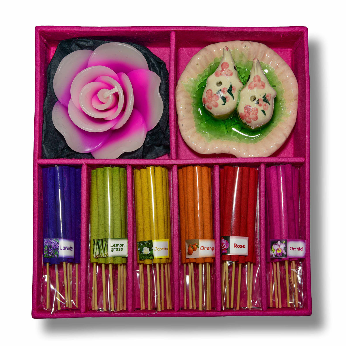 Handcrafted Lalanna Purple Aromatic Incense and Candle Gift Set from Chiang Mai Thailand - Lalanna Design
