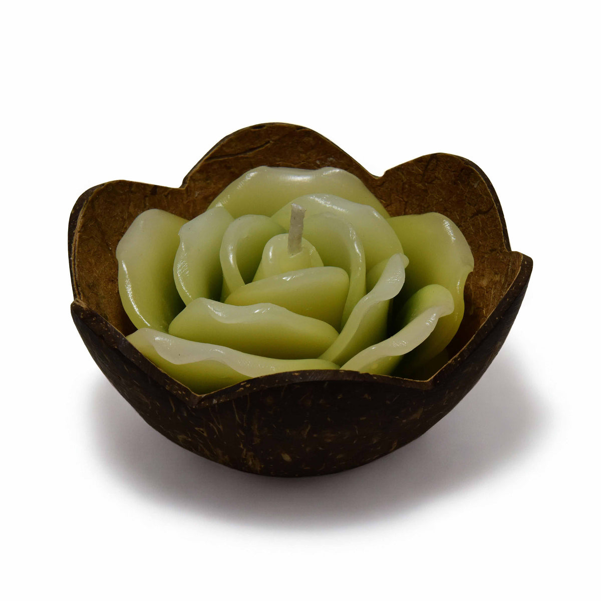 Handcrafted Lalanna Rose Coconut Rose-Scented Candle Green from Chiang Mai Thailand - Lalanna Design