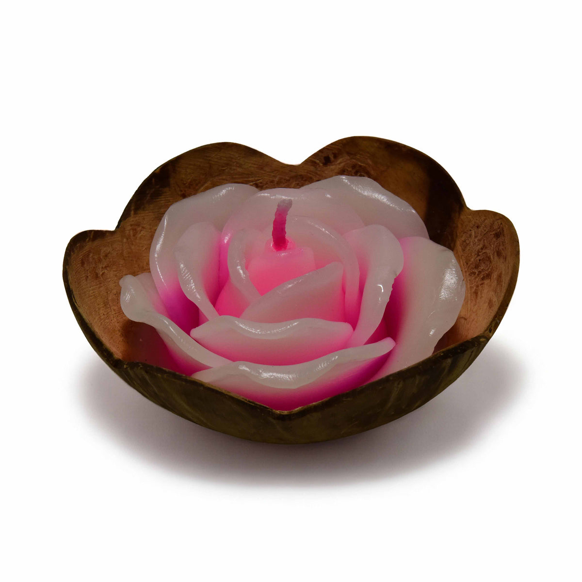 Handcrafted Lalanna Rose Coconut Rose-Scented Candle Pink from Chiang Mai Thailand - Lalanna Design