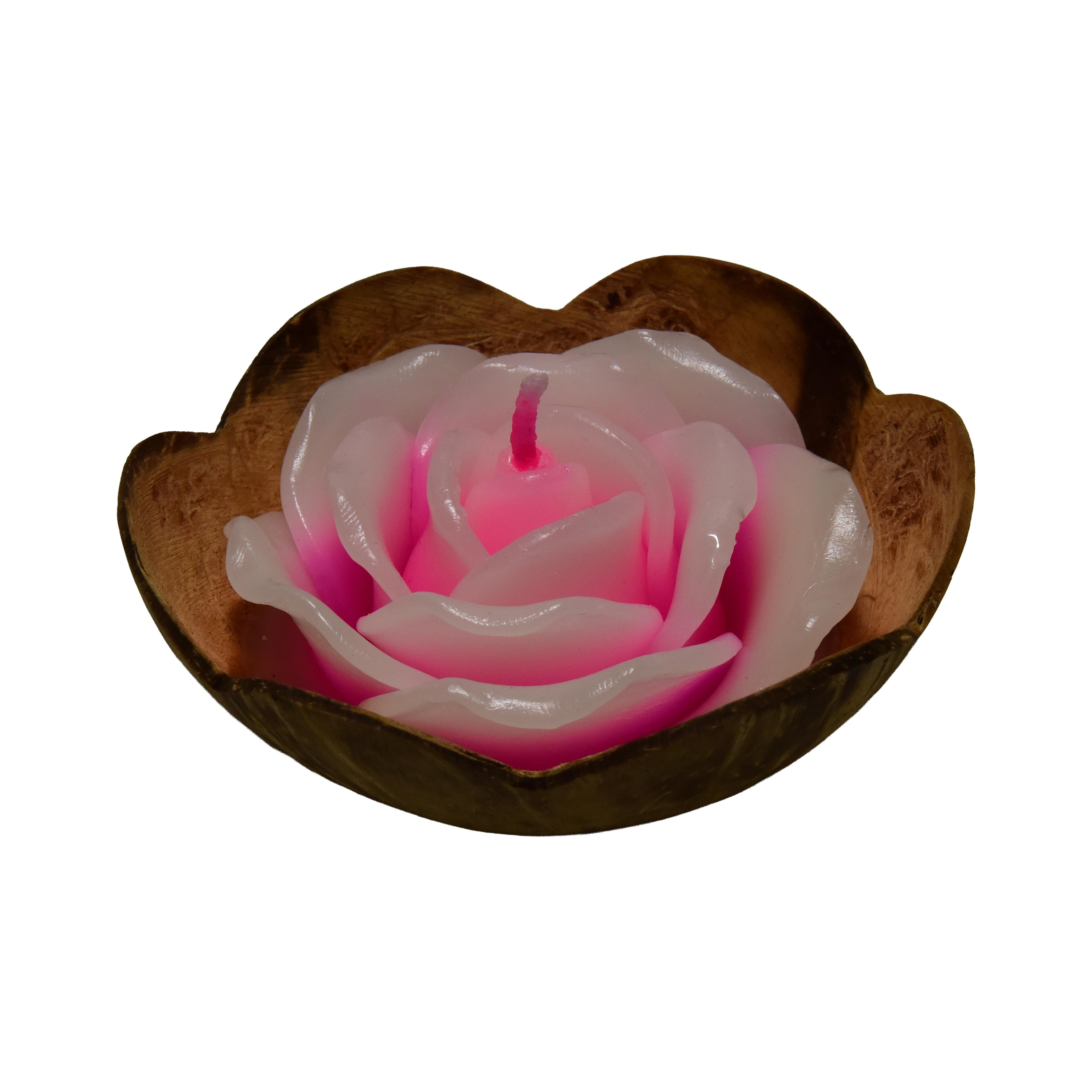 Handcrafted Lalanna Rose Coconut Rose-Scented Candle Pink from Chiang Rai Thailand - Lalanna Design