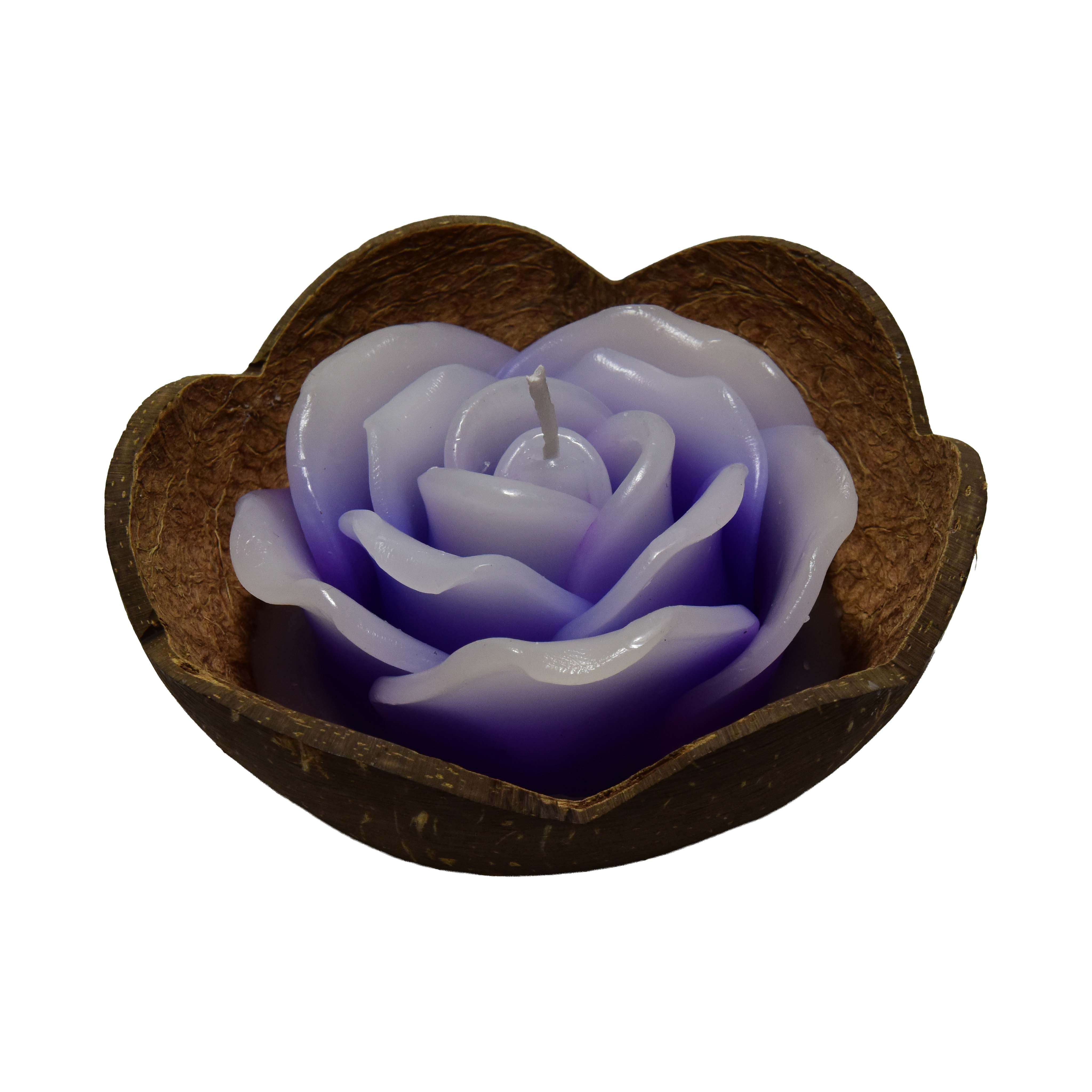 Handcrafted Lalanna Rose Coconut Rose-Scented Candle Purple from Chiang Rai Thailand - Lalanna Design