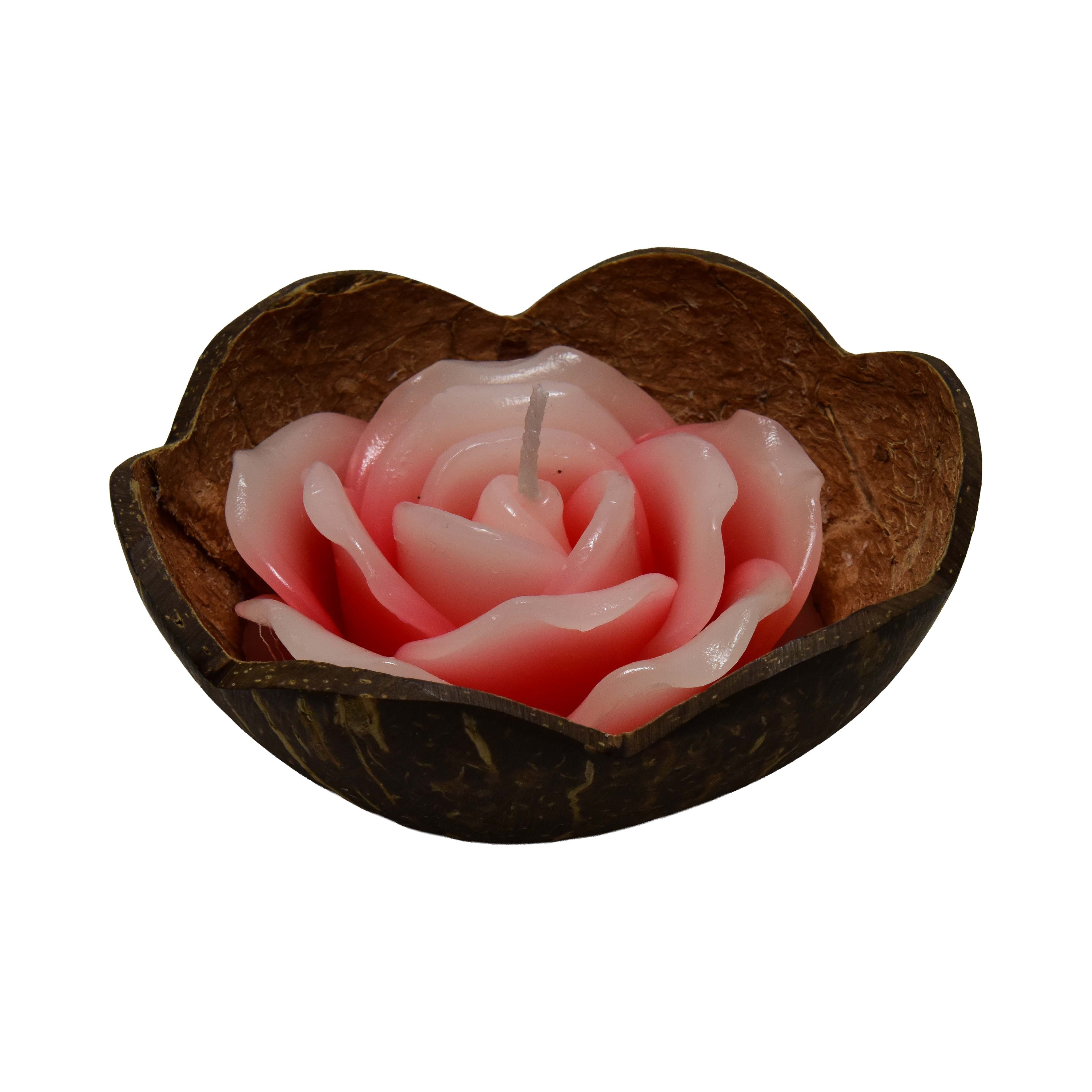 Handcrafted Lalanna Rose Coconut Rose-Scented Candle Red from Chiang Rai Thailand - Lalanna Design