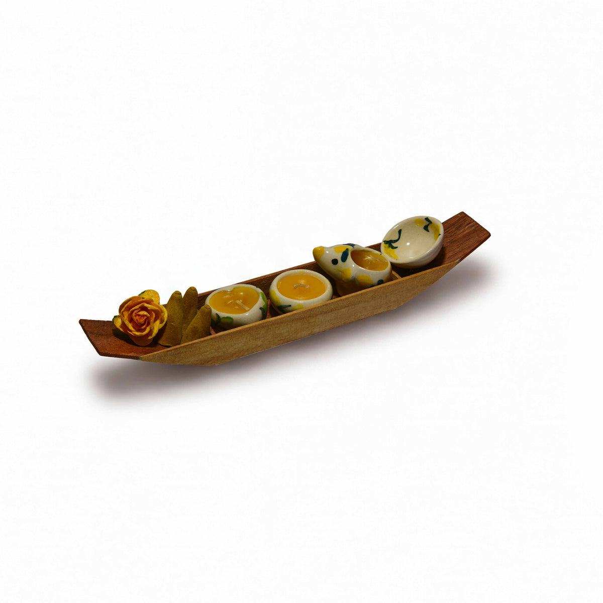 Handcrafted Lalanna Wooden Boat Jasmine Incense and Candle Holder from Chiang Mai Thailand - Lalanna Design
