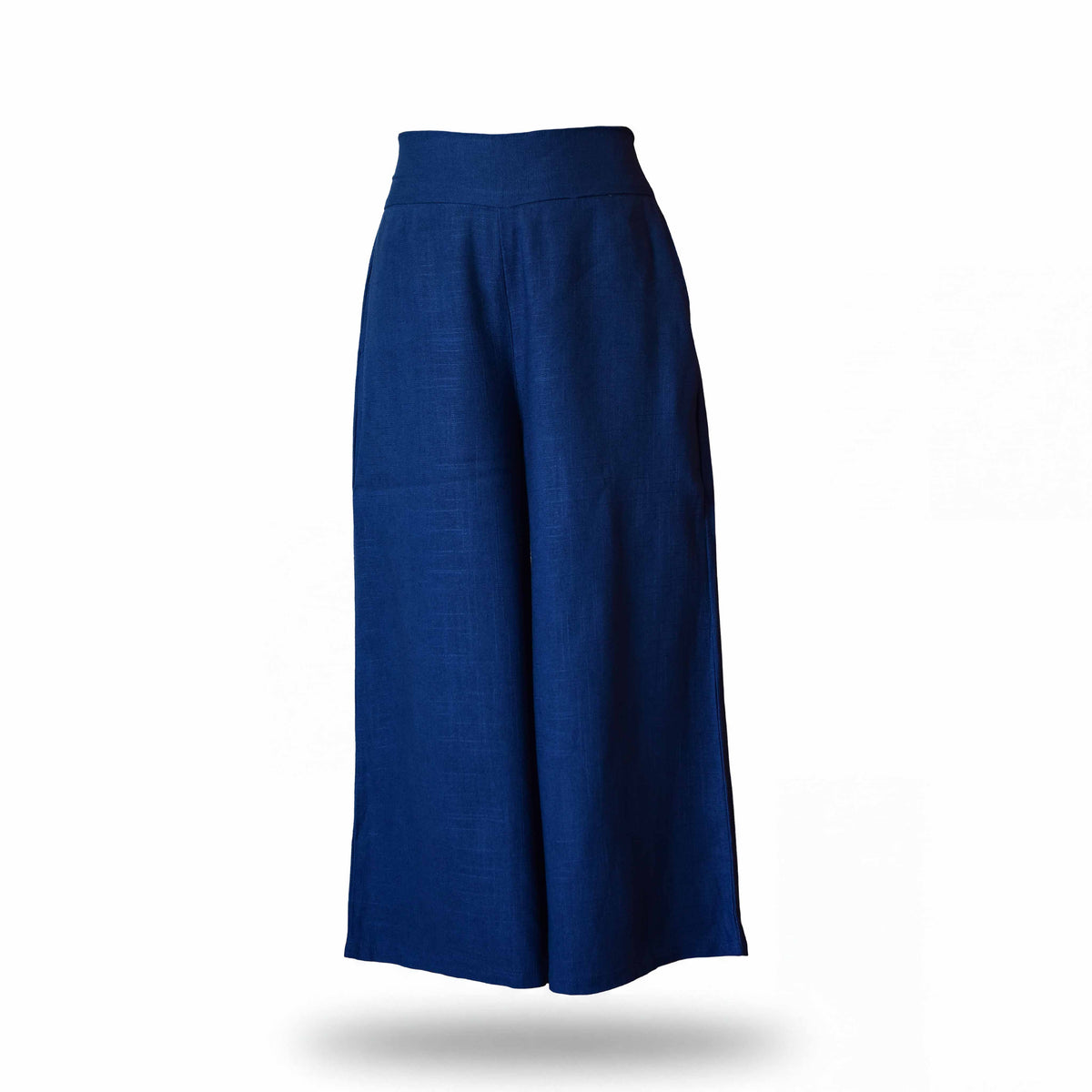 Handcrafted Lanna Hemp Wide-Leg Trousers - Blue from Chiang Mai Thailand - Lalanna Design