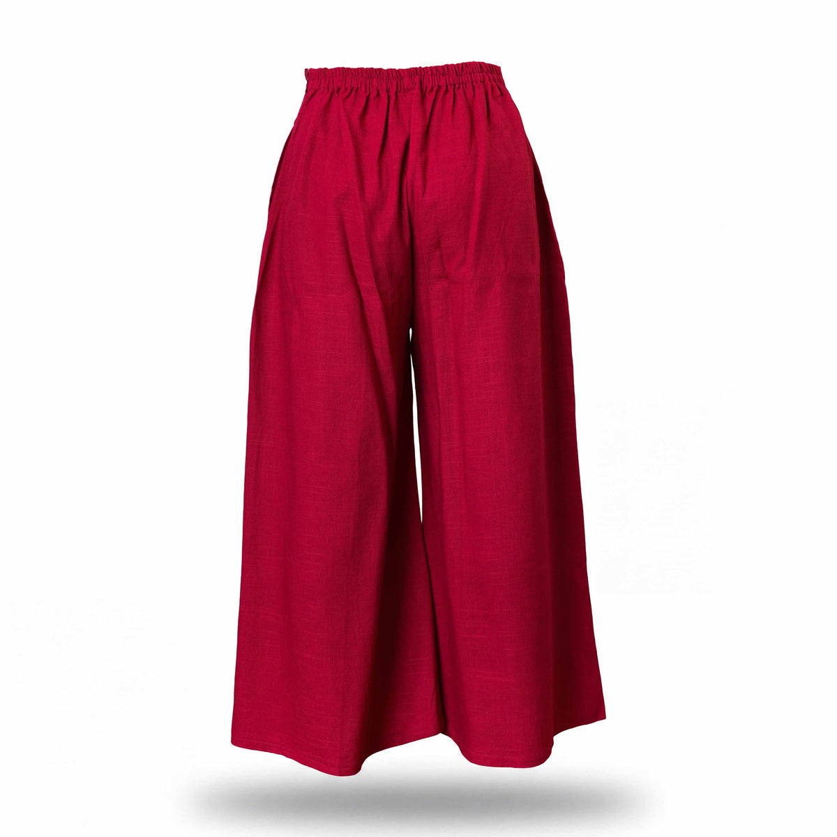 Handcrafted Lanna Hemp Wide-Leg Trousers - Red from Chiang Mai Thailand - Lalanna Design