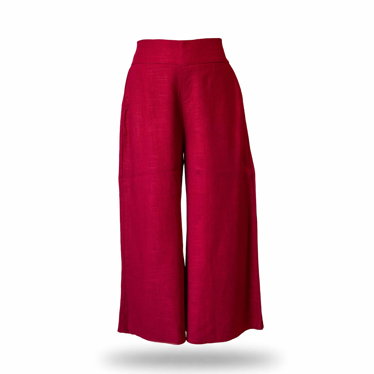Handcrafted Lanna Hemp Wide-Leg Trousers - Red from Chiang Mai Thailand - Lalanna Design