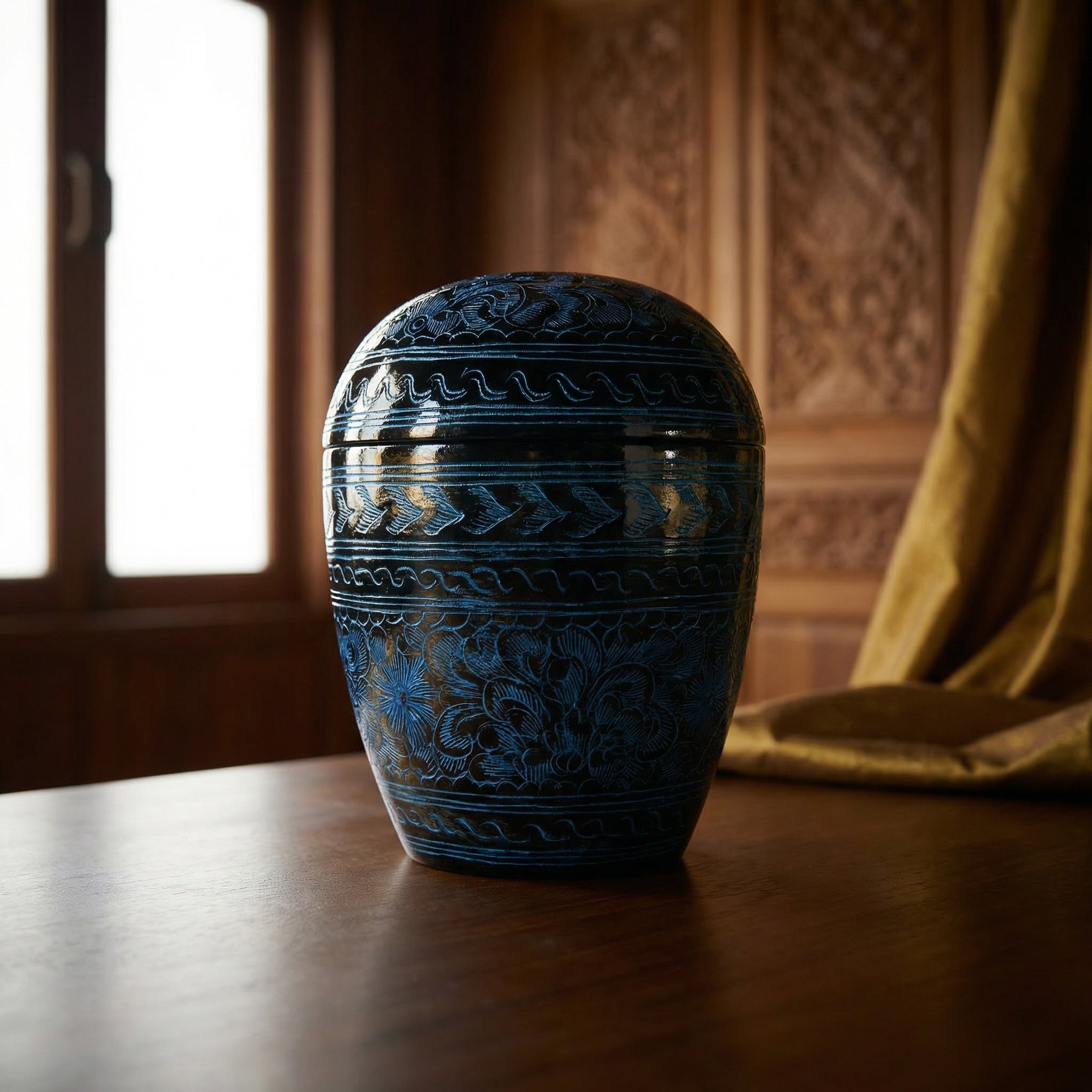 Handcrafted Lanna Lacquerware Blue Decorative Box – Handcrafted Thai Storage from Chiang Mai Thailand - Lalanna Design