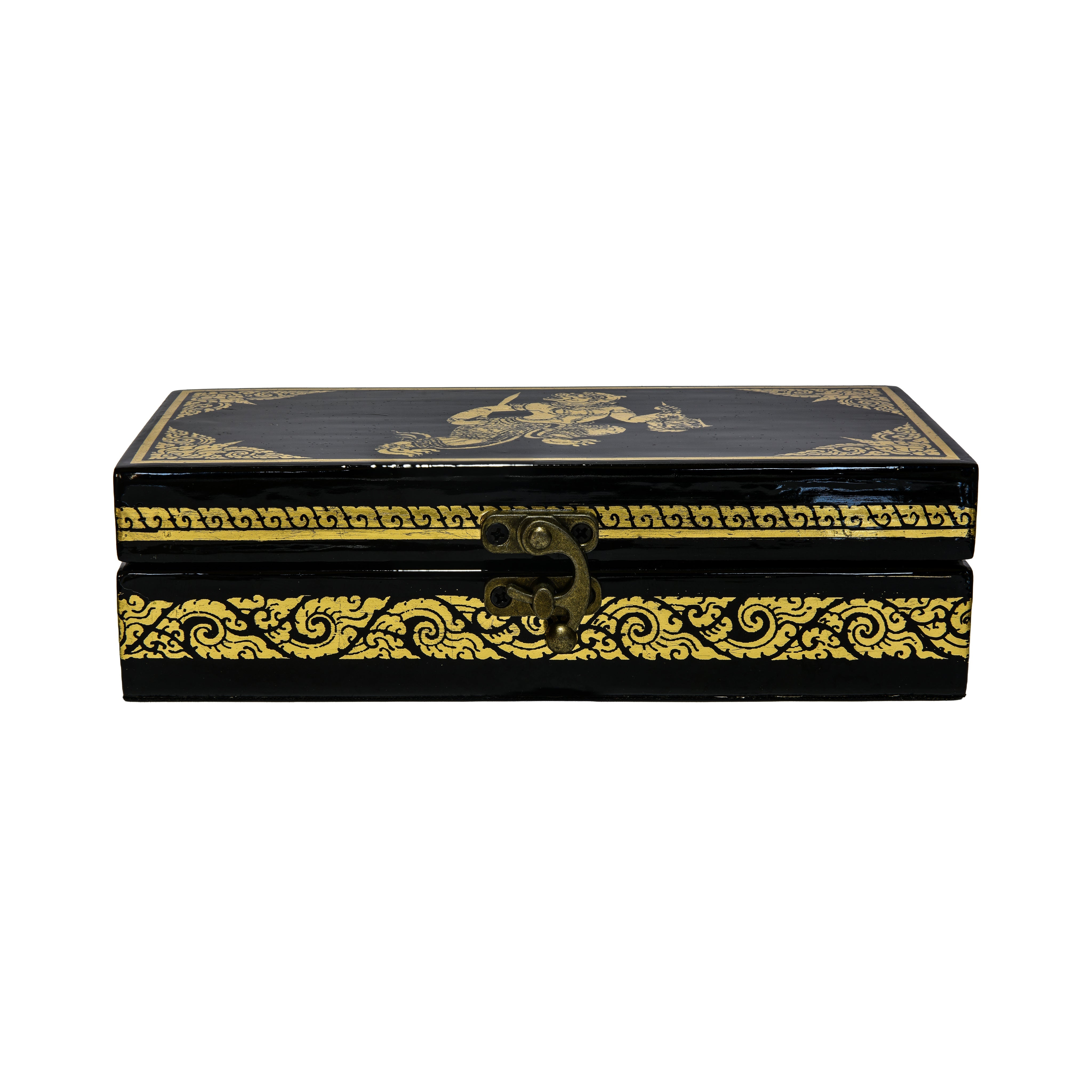 Handcrafted Lanna Lacquerware Dynamic Standing Garuda Decorative Box from Chiang Mai Thailand - Lalanna Design