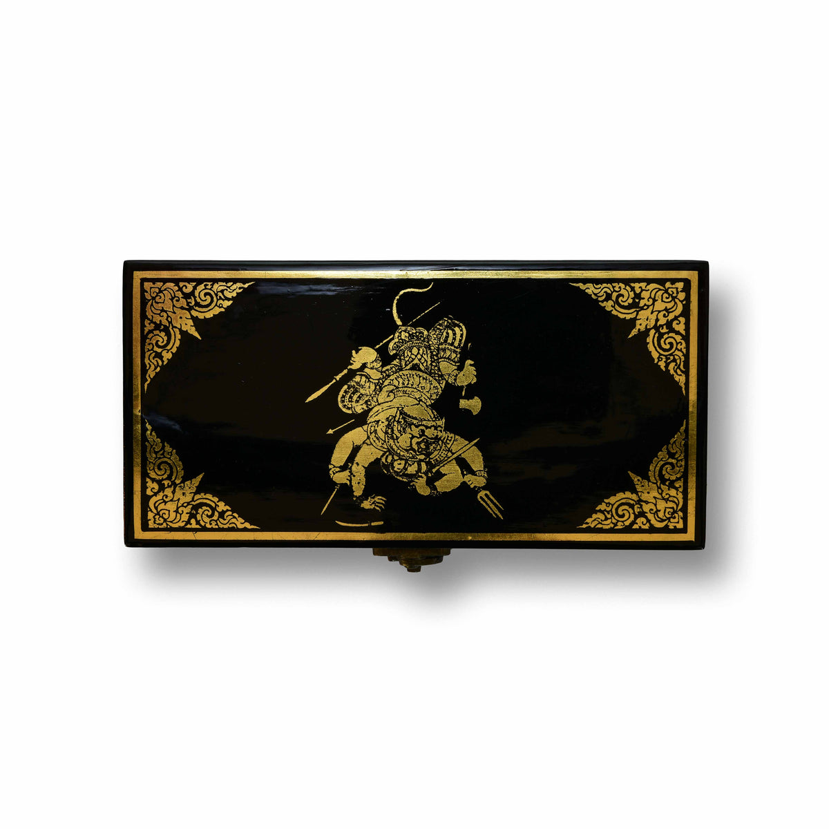 Handcrafted Lanna Lacquerware Garuda Battling Naga Box from Chiang Mai Thailand - Lalanna Design