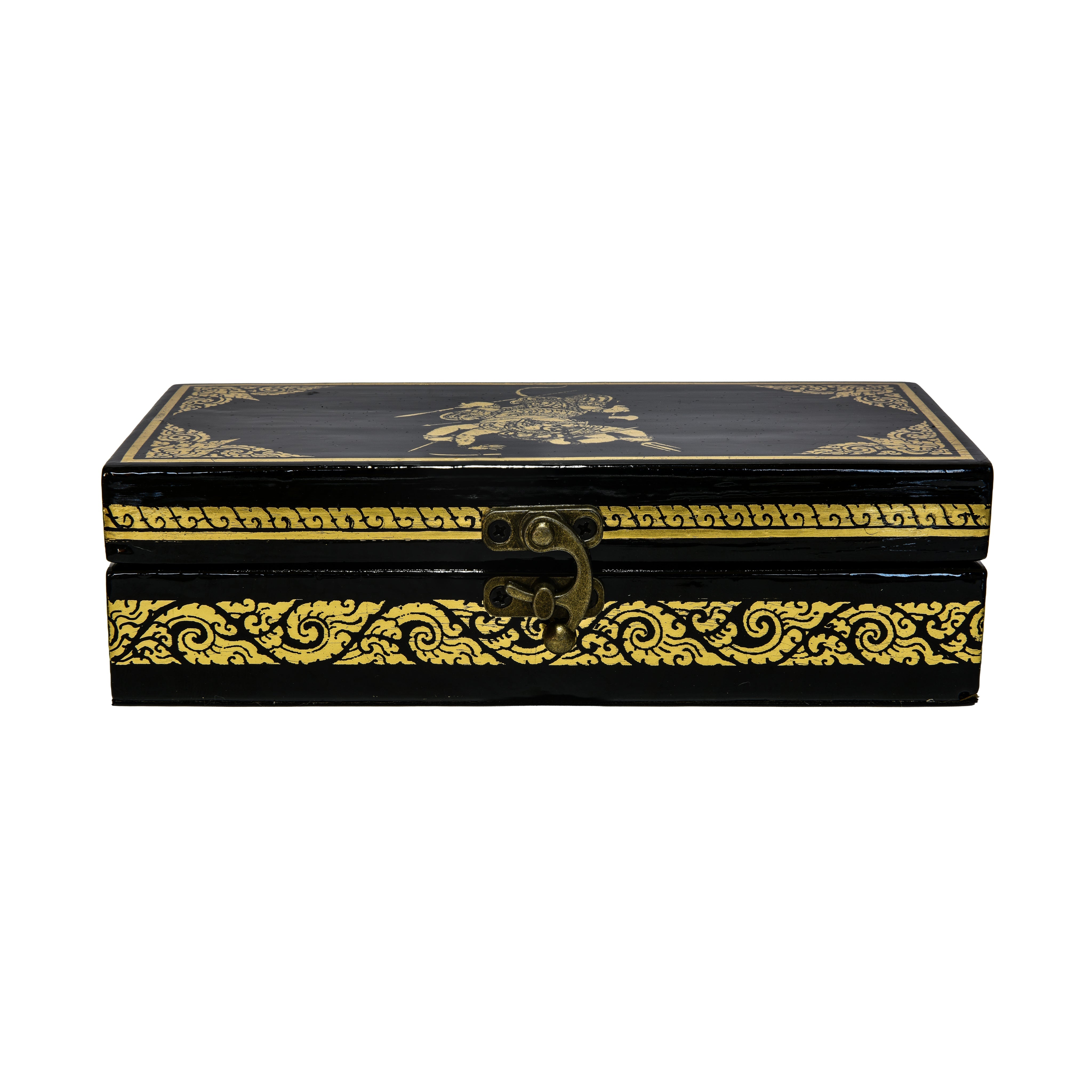Handcrafted Lanna Lacquerware Garuda Battling Naga Box from Chiang Mai Thailand - Lalanna Design