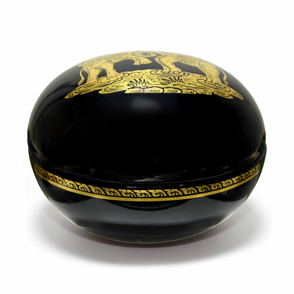 Handcrafted Lanna Lacquerware Mythical Elephant Warriors Box from Chiang Mai Thailand - Lalanna Design