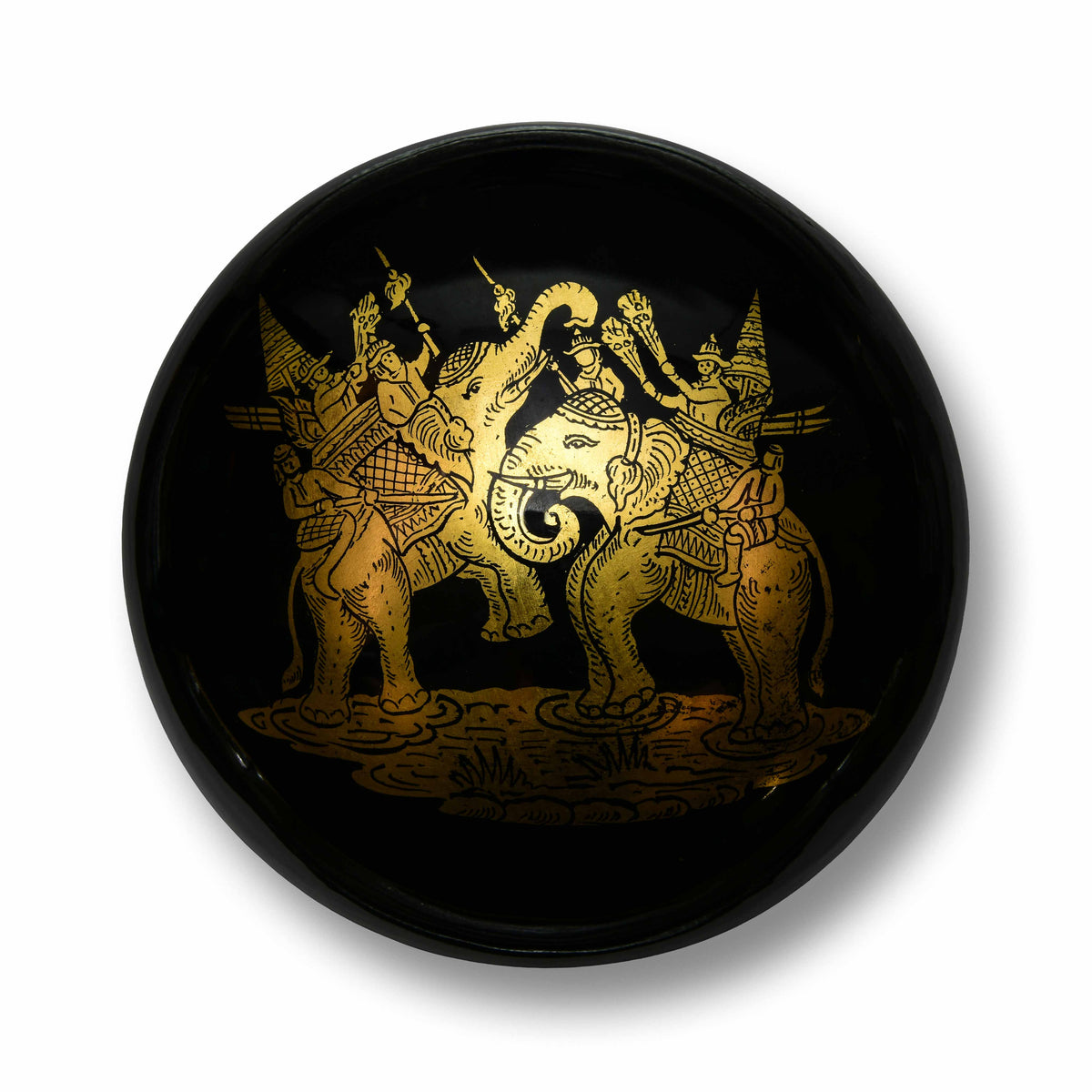 Handcrafted Lanna Lacquerware Mythical Elephant Warriors Box from Chiang Mai Thailand - Lalanna Design