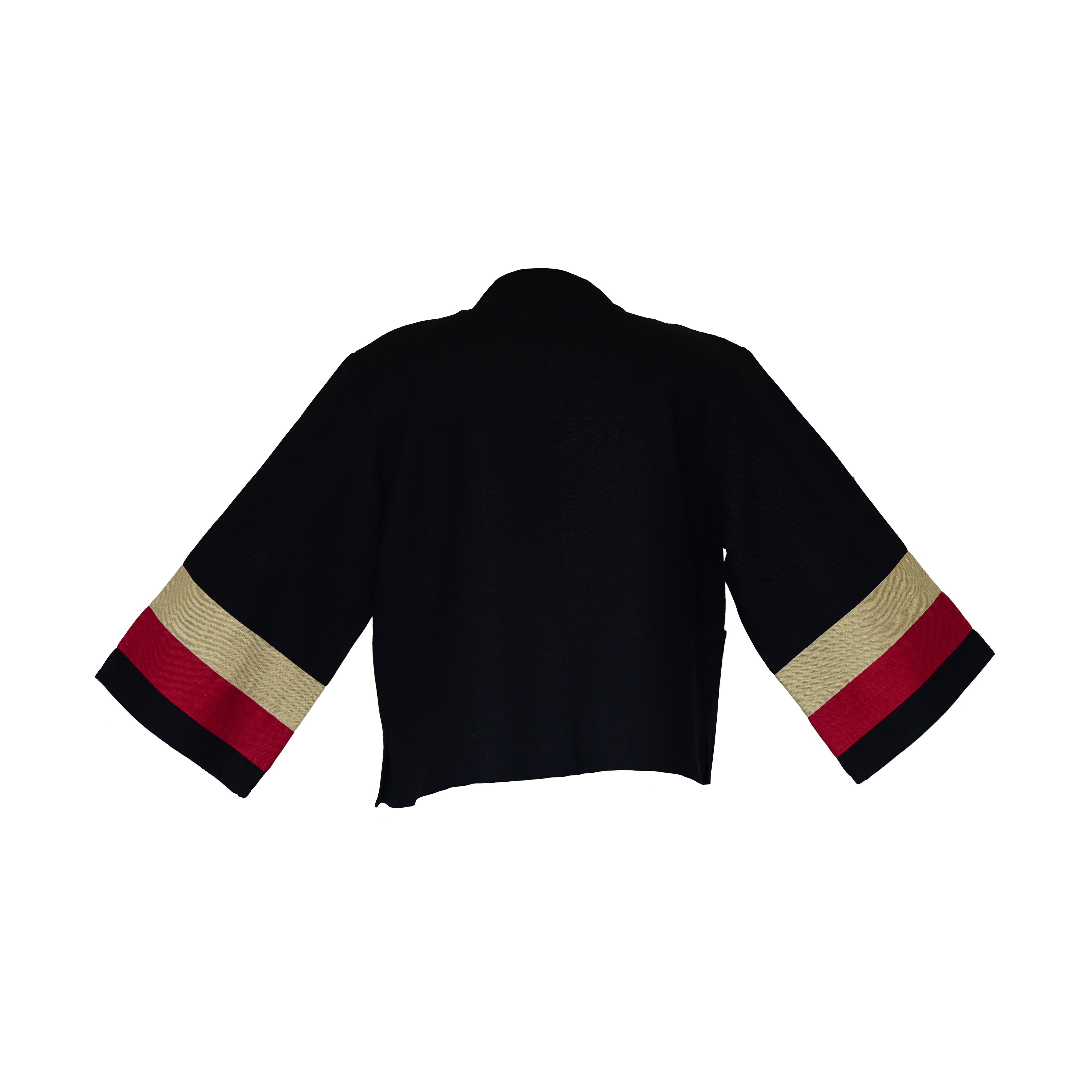 Handcrafted Modern-Style Hmong Hemp Jacket with Embroidery Panels from Chiang Mai Thailand - Lalanna Design