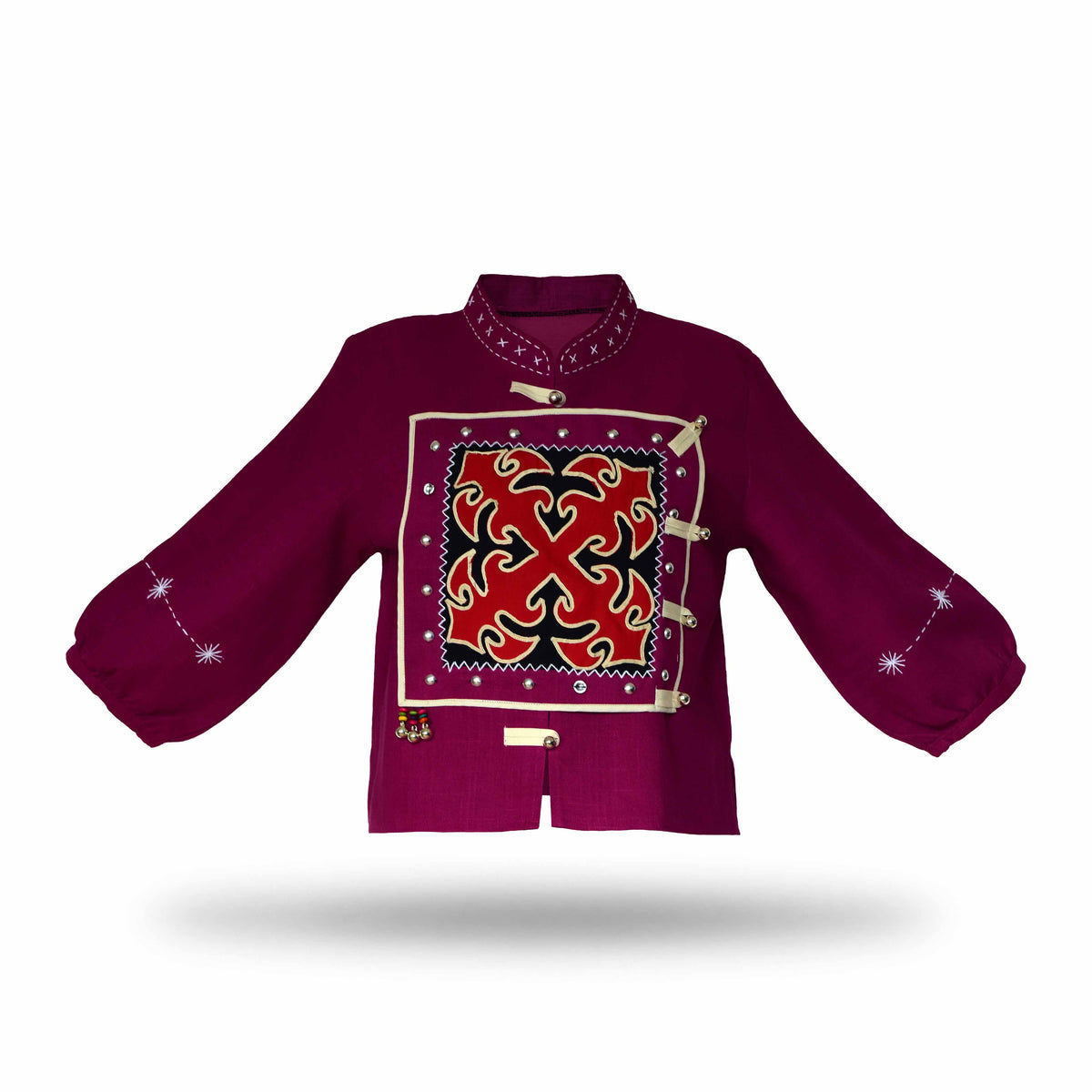 Handcrafted Modern-Style Hmong Hemp Top Purple from Chiang Mai Thailand - Lalanna Design