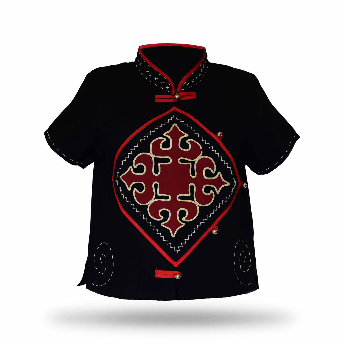Handcrafted Modern-Style Hmong Hemp Top with Short Sleeves from Chiang Mai Thailand - Lalanna Design