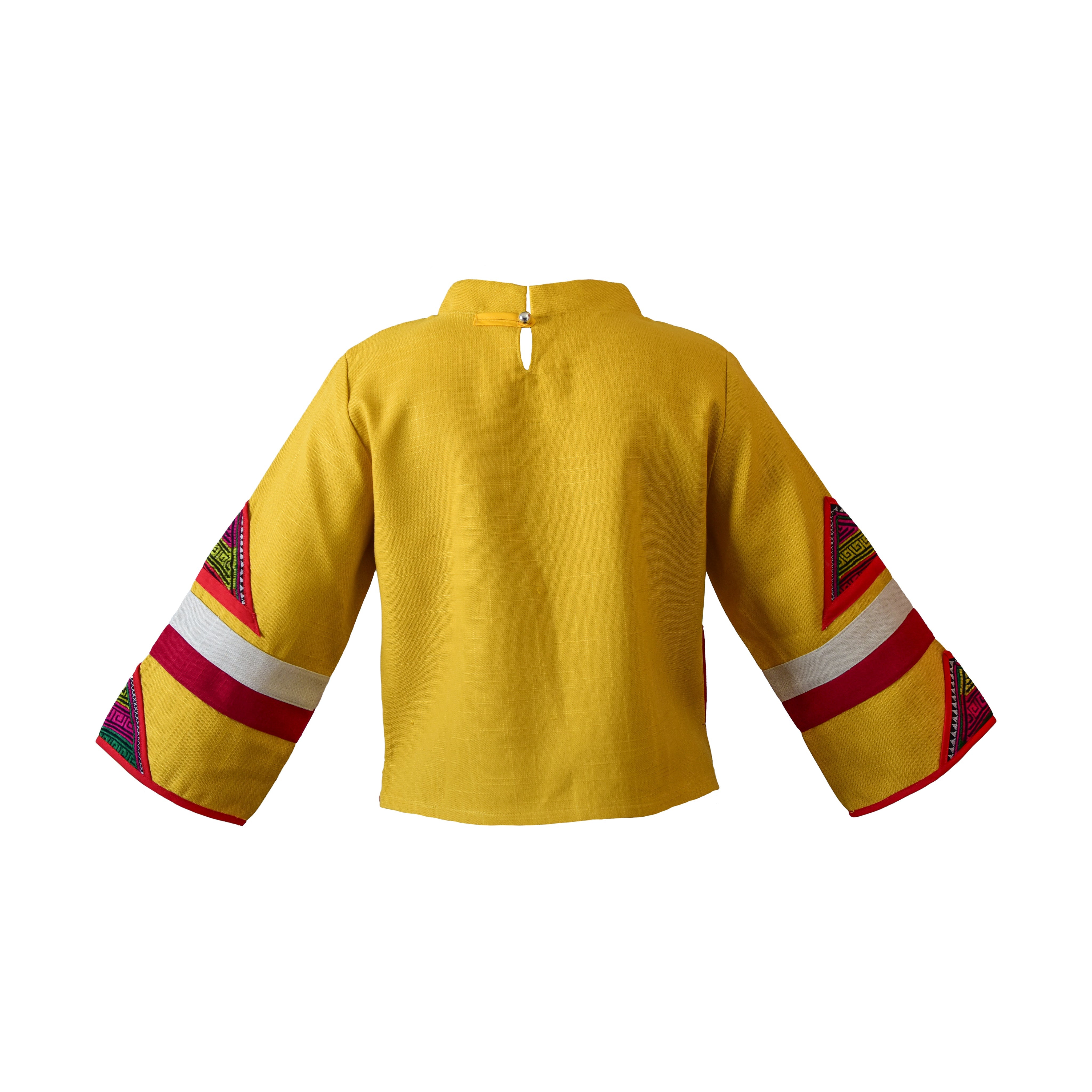 Handcrafted Modern-Style Hmong Hemp Top - Yellow from Chiang Mai Thailand - Lalanna Design