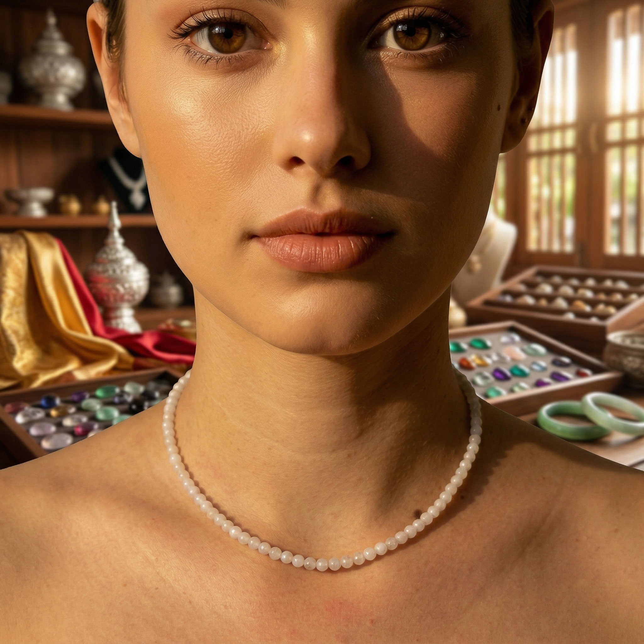 Handcrafted Moonstone Necklace from Chiang Mai Thailand - Lalanna Design