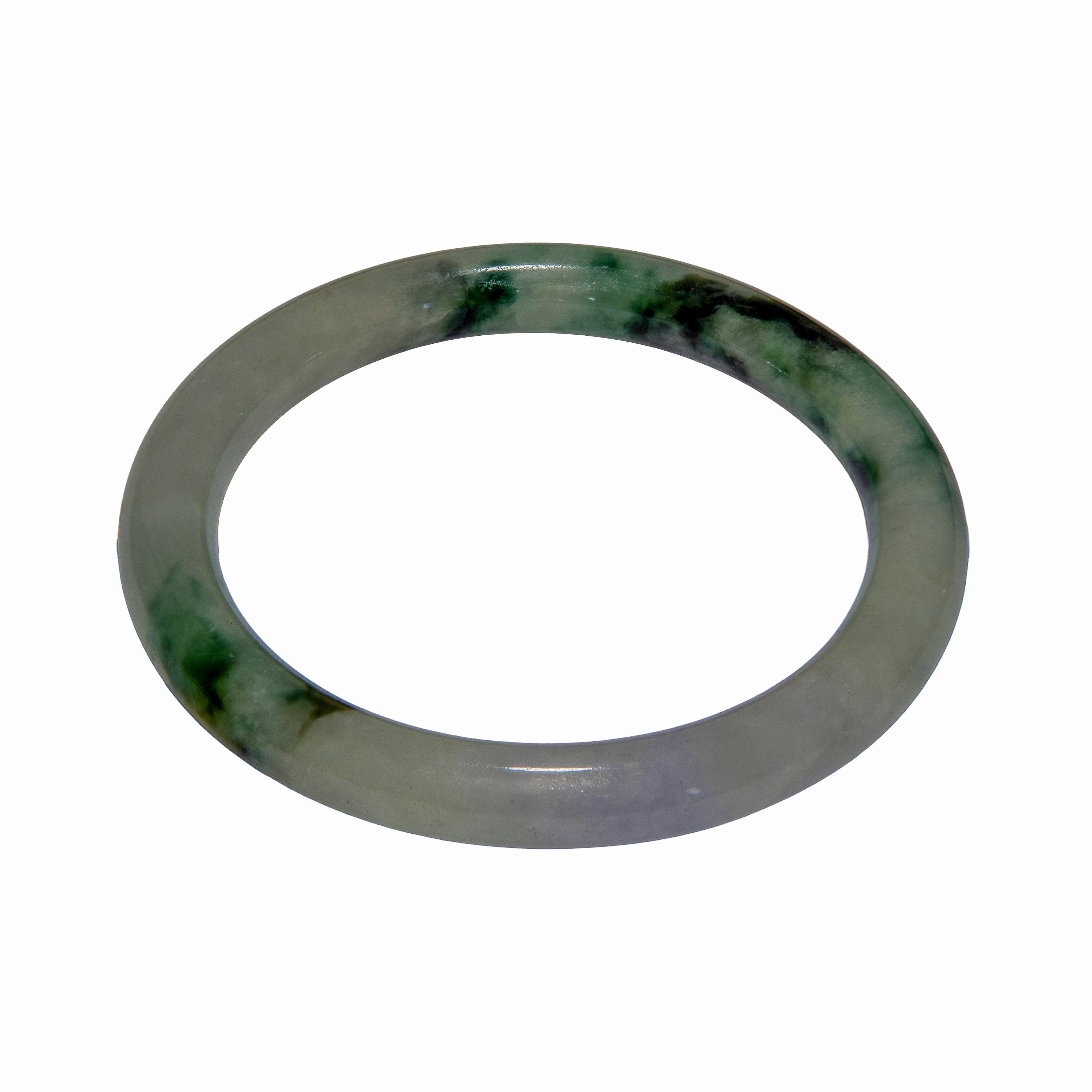 Handcrafted Natural Green Jade Bangle - 55mm Authentic Jadeite Bracelet from Chiang Rai Thailand - Lalanna Design