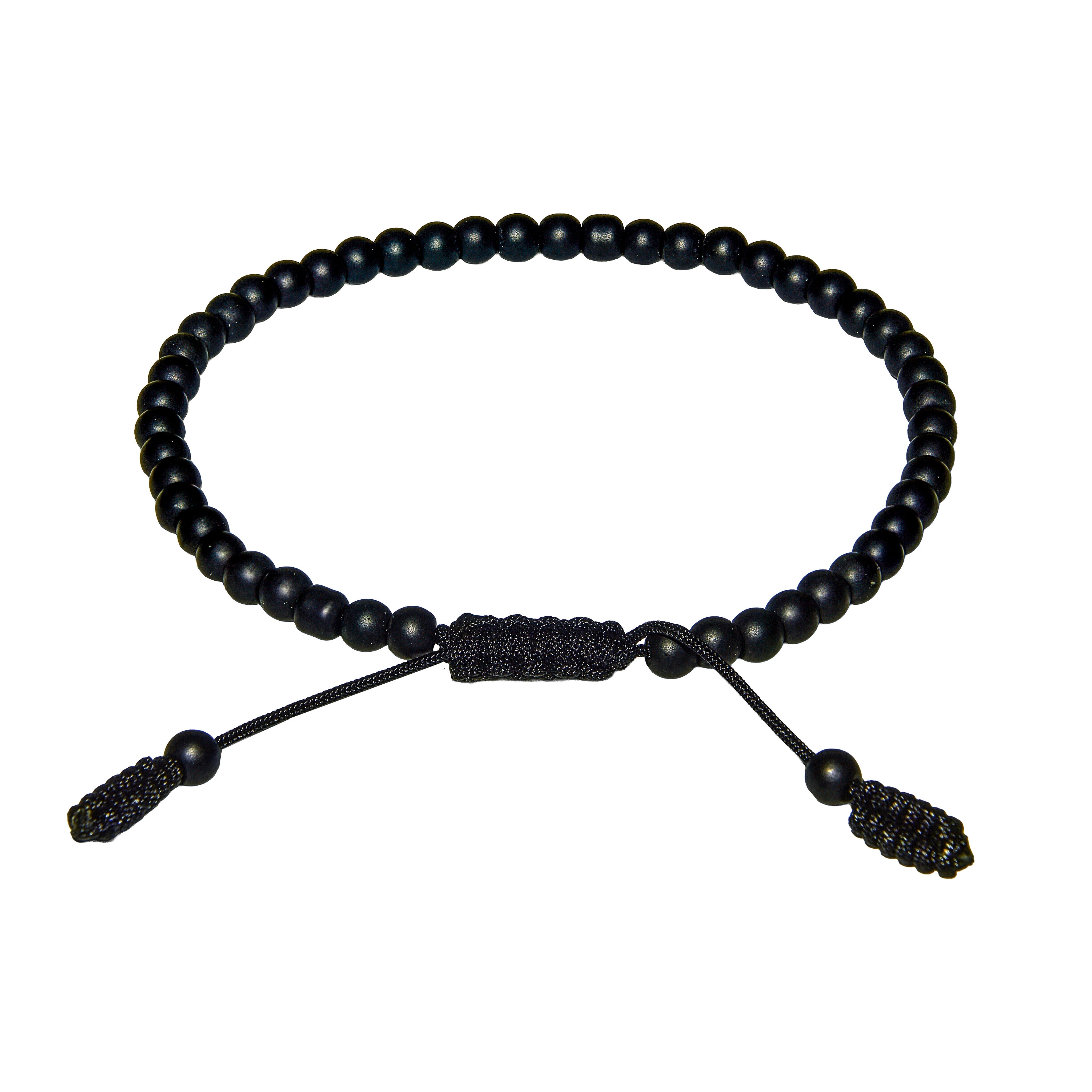Handcrafted Onyx Men's Bracelet with Adjustable Cord from Chiang Rai Thailand - Lalanna Design