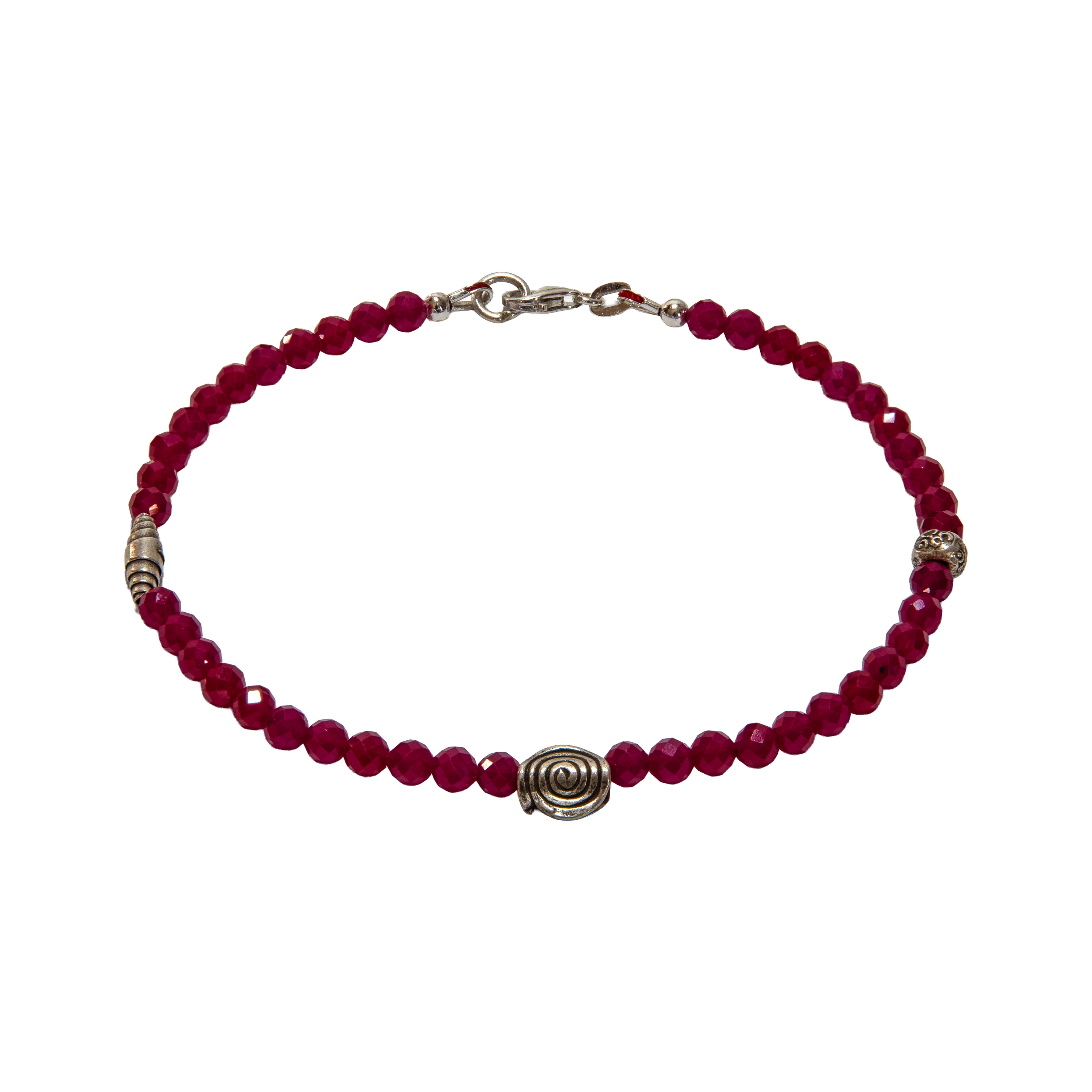 Handcrafted Red Rubin Anklet from Chiang Rai Thailand - Lalanna Design