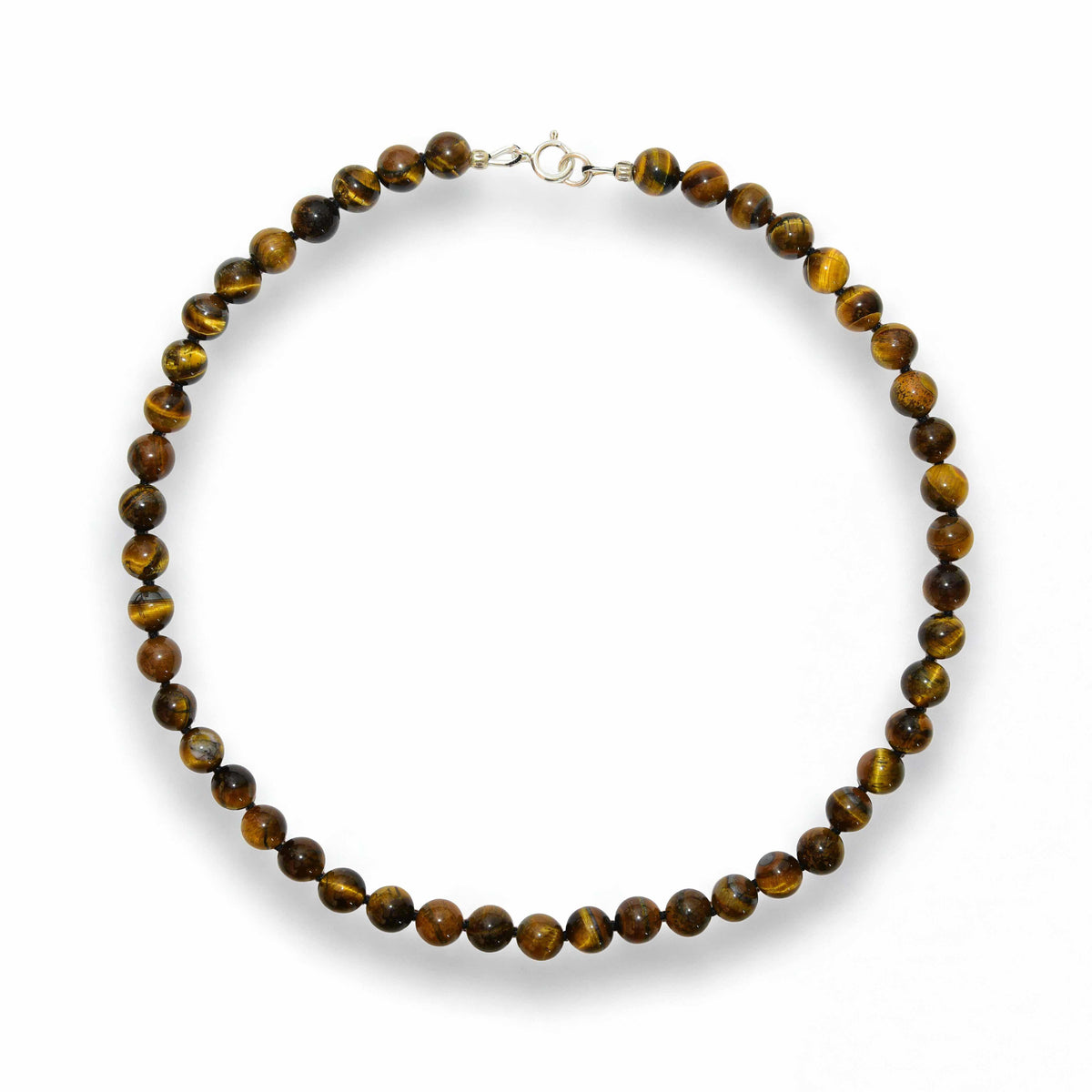 Handcrafted Necklace Round Tiger Eye Men's Necklace, Handmade Jewelry from Chiang Mai Thailand - Lalanna Design