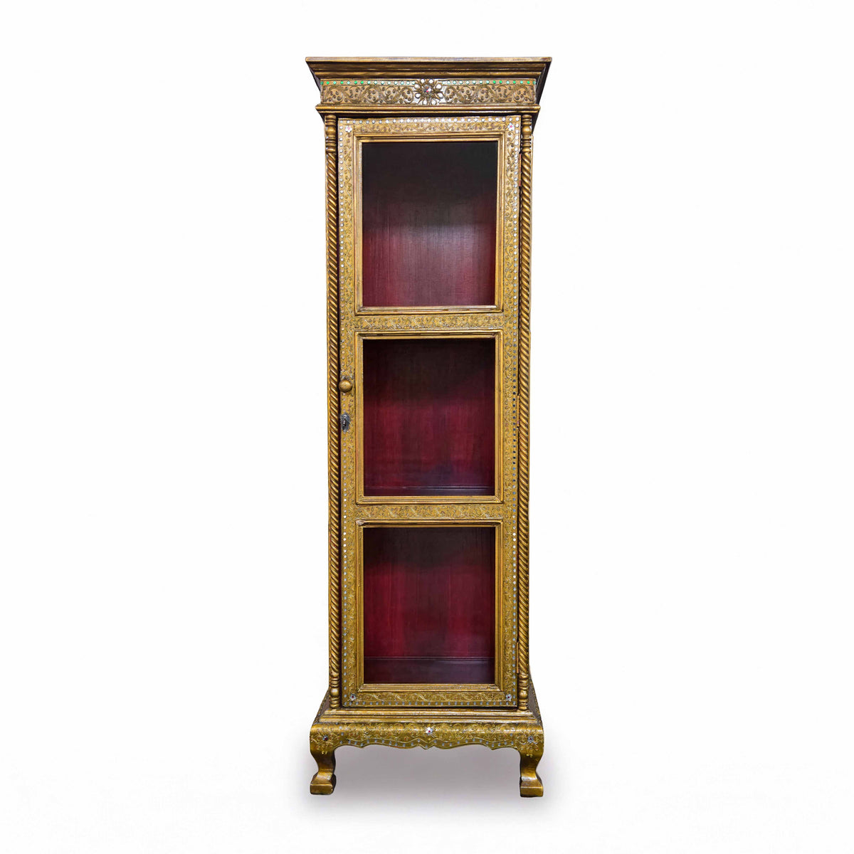 Handcrafted Royal Lanna Ornate Display Cabinet - Gold Edition from Chiang Mai Thailand - Lalanna Design