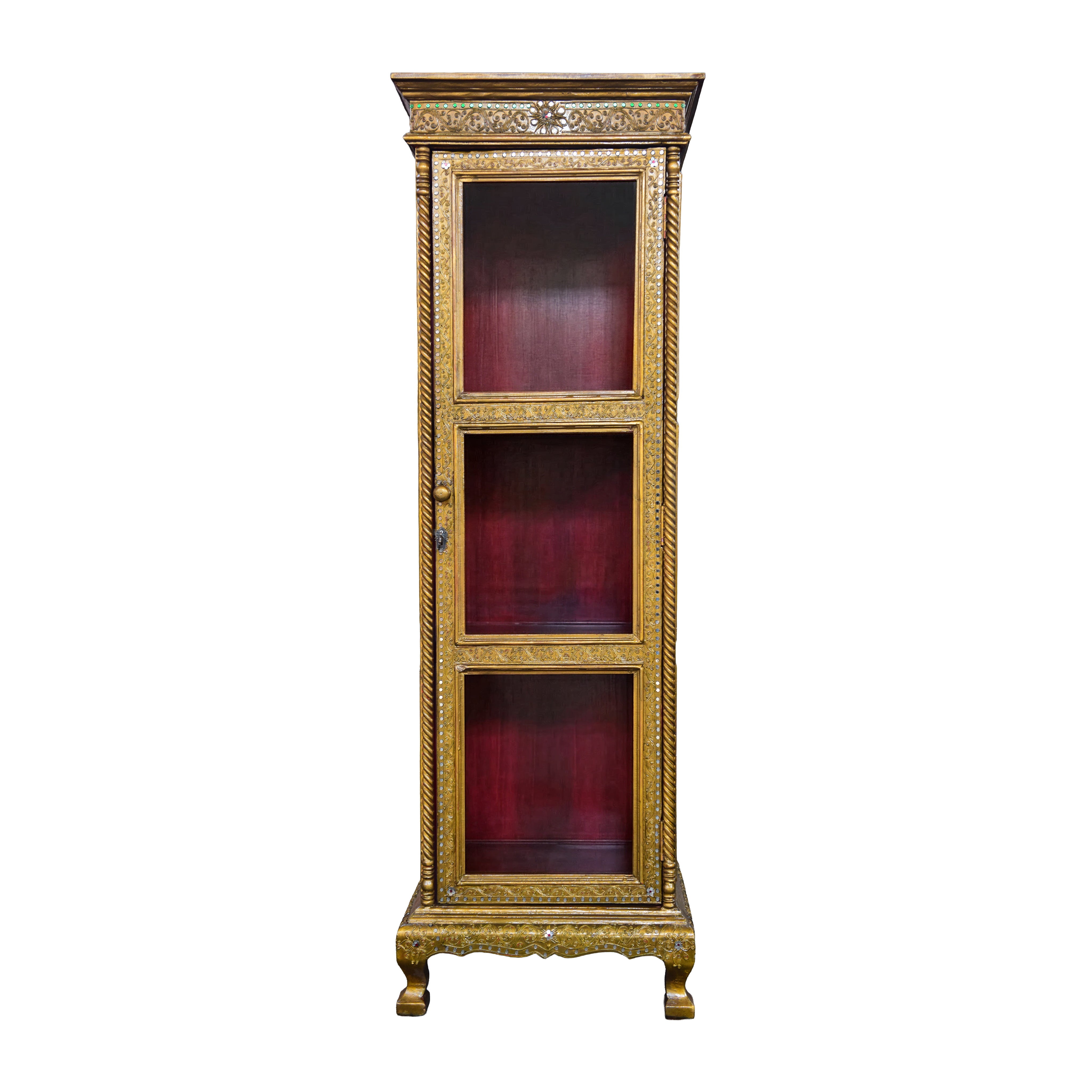Handcrafted Royal Lanna Ornate Display Cabinet - Gold Edition from Chiang Rai Thailand - Lalanna Design