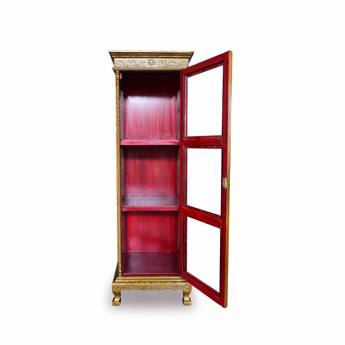 Handcrafted Royal Lanna Ornate Display Cabinet - Gold Edition from Chiang Mai Thailand - Lalanna Design