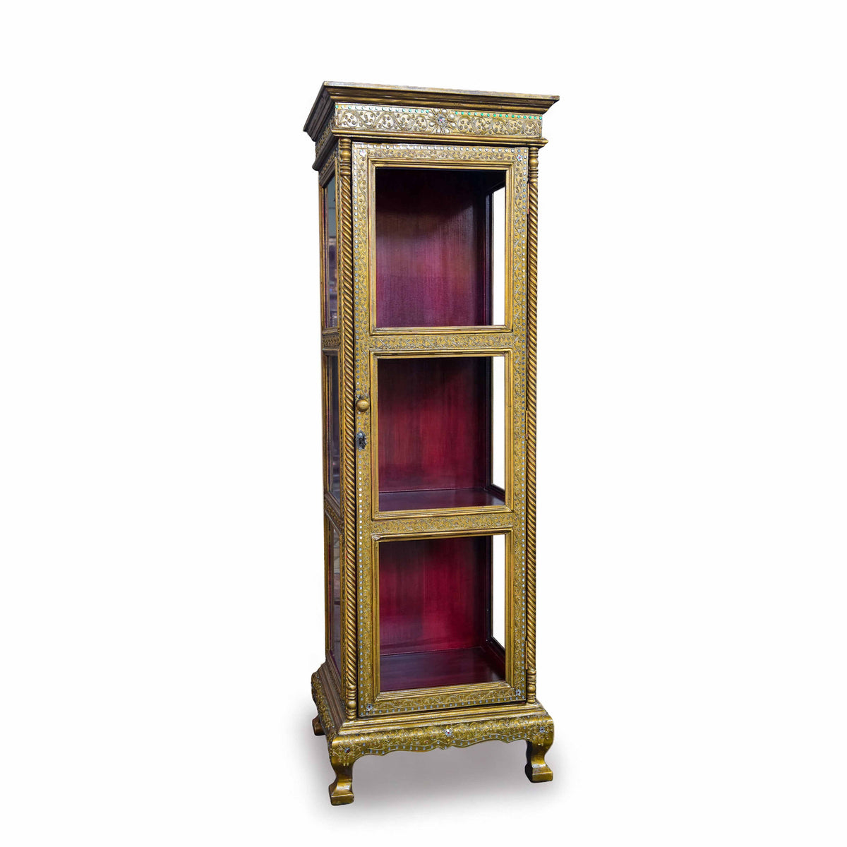 Handcrafted Royal Lanna Ornate Display Cabinet - Gold Edition from Chiang Mai Thailand - Lalanna Design