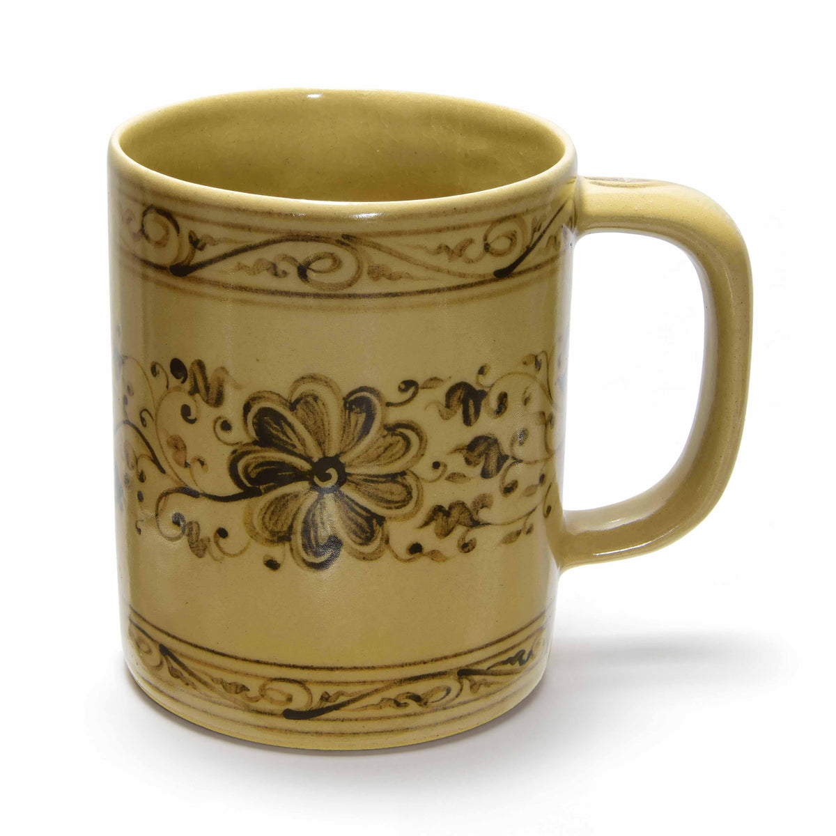 Handcrafted Wiang Kalong Flower Mug - Hand-Painted Lanna Ceramic from Chiang Mai Thailand - Lalanna Design