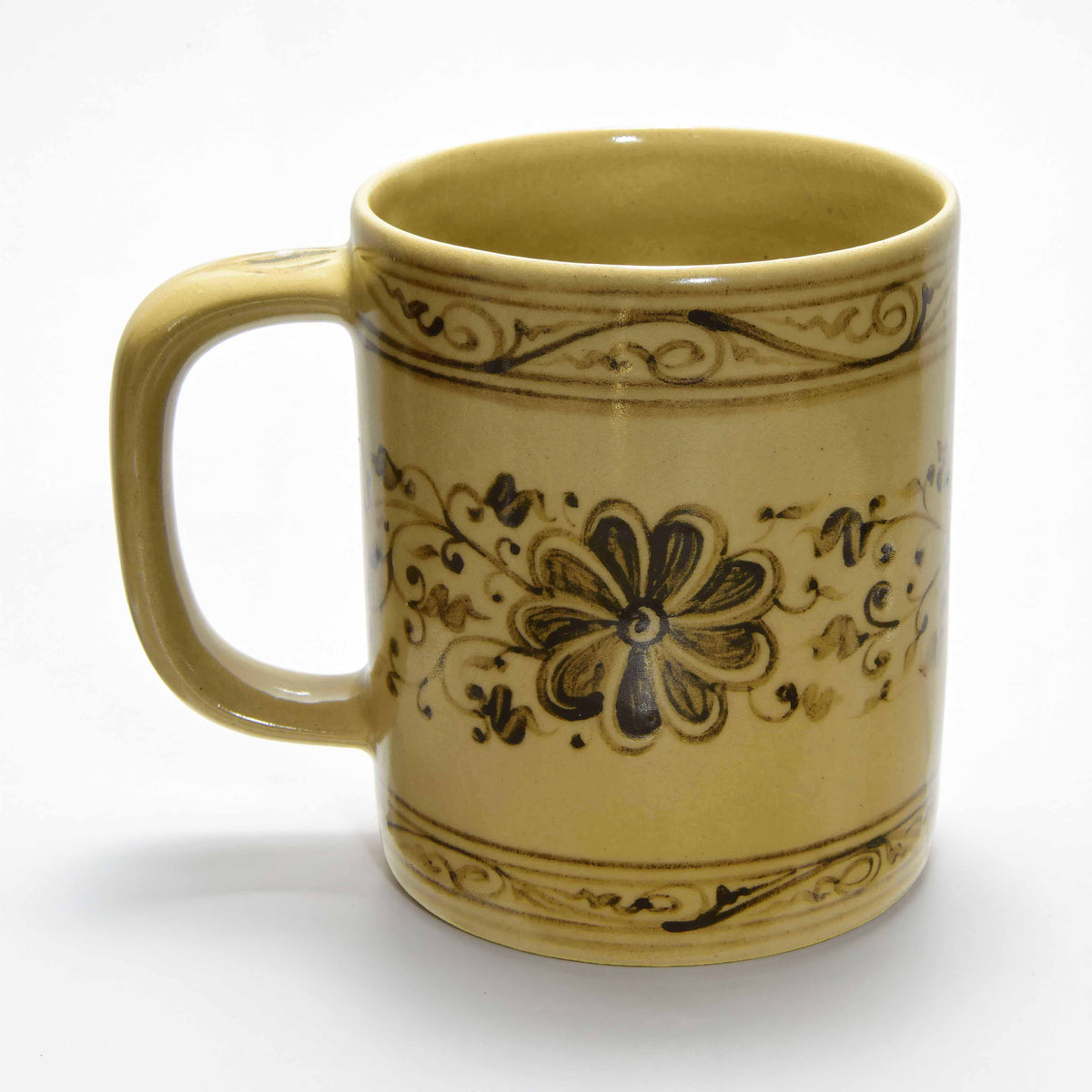 Handcrafted Wiang Kalong Flower Mug - Hand-Painted Lanna Ceramic from Chiang Mai Thailand - Lalanna Design