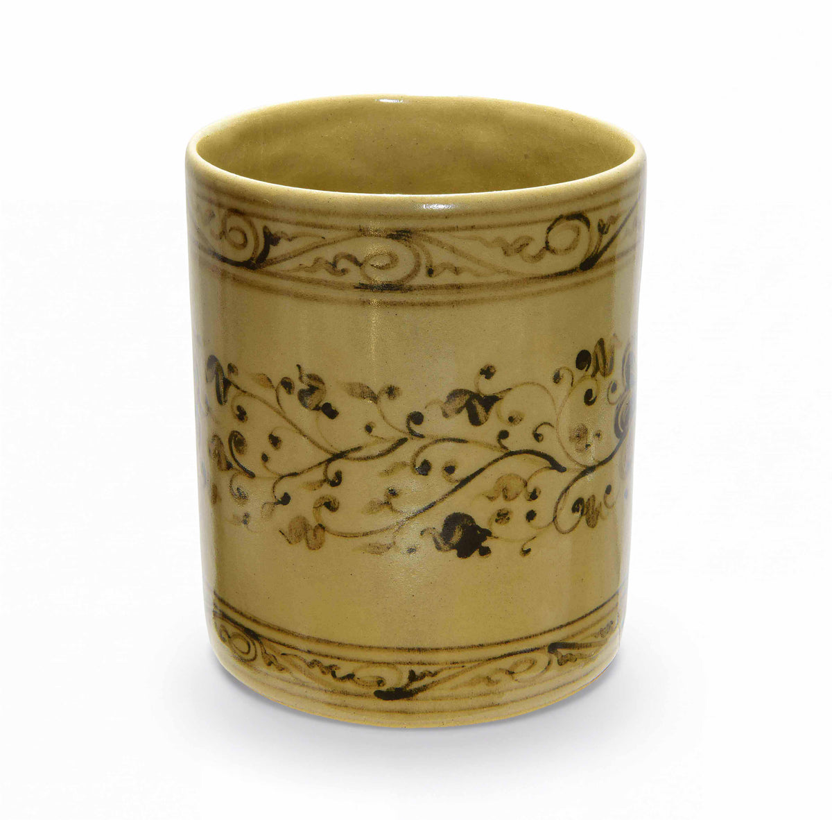 Handcrafted Wiang Kalong Flower Mug - Hand-Painted Lanna Ceramic from Chiang Mai Thailand - Lalanna Design