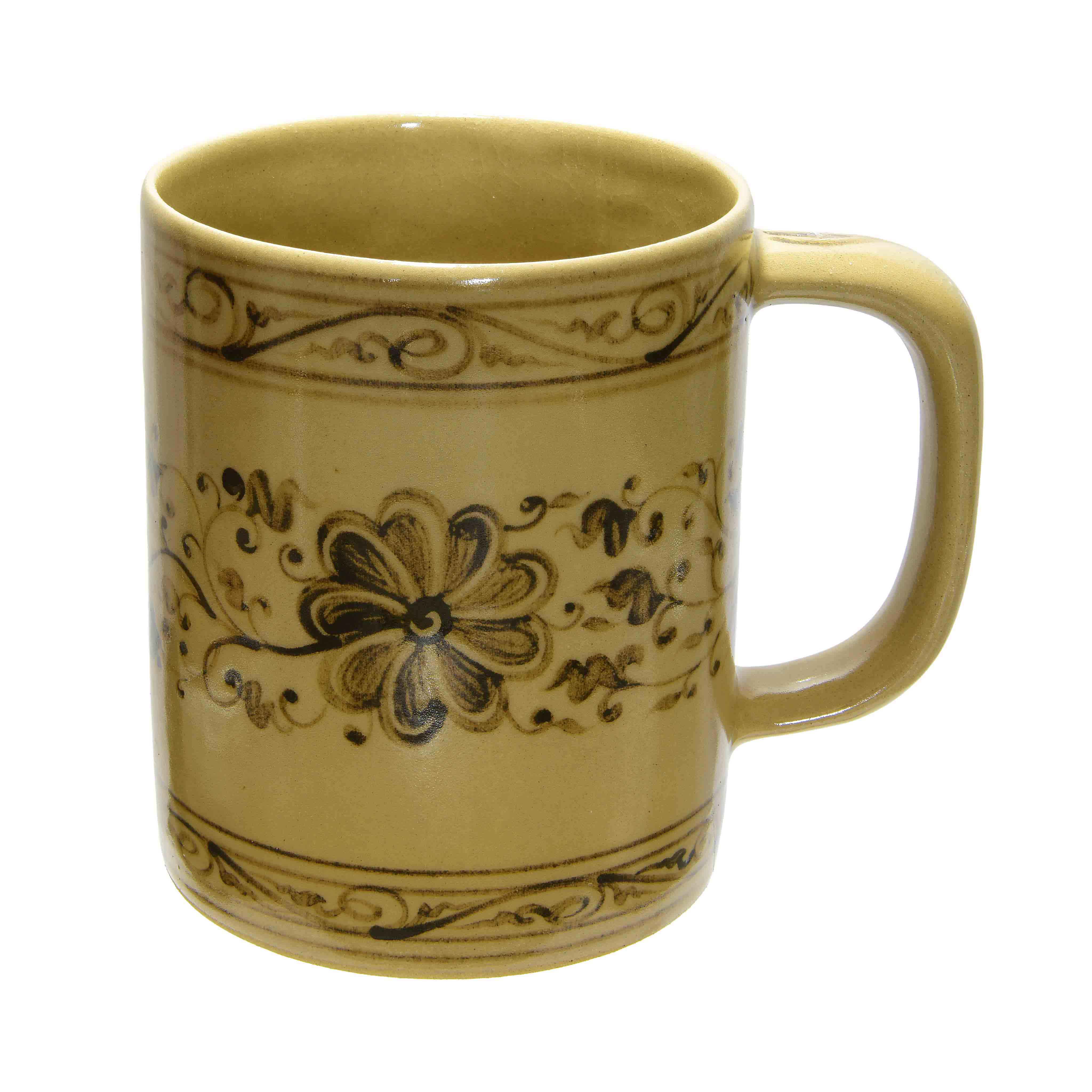 Handcrafted Wiang Kalong Flower Mug - Hand-Painted Lanna Ceramic from Chiang Mai Thailand - Lalanna Design