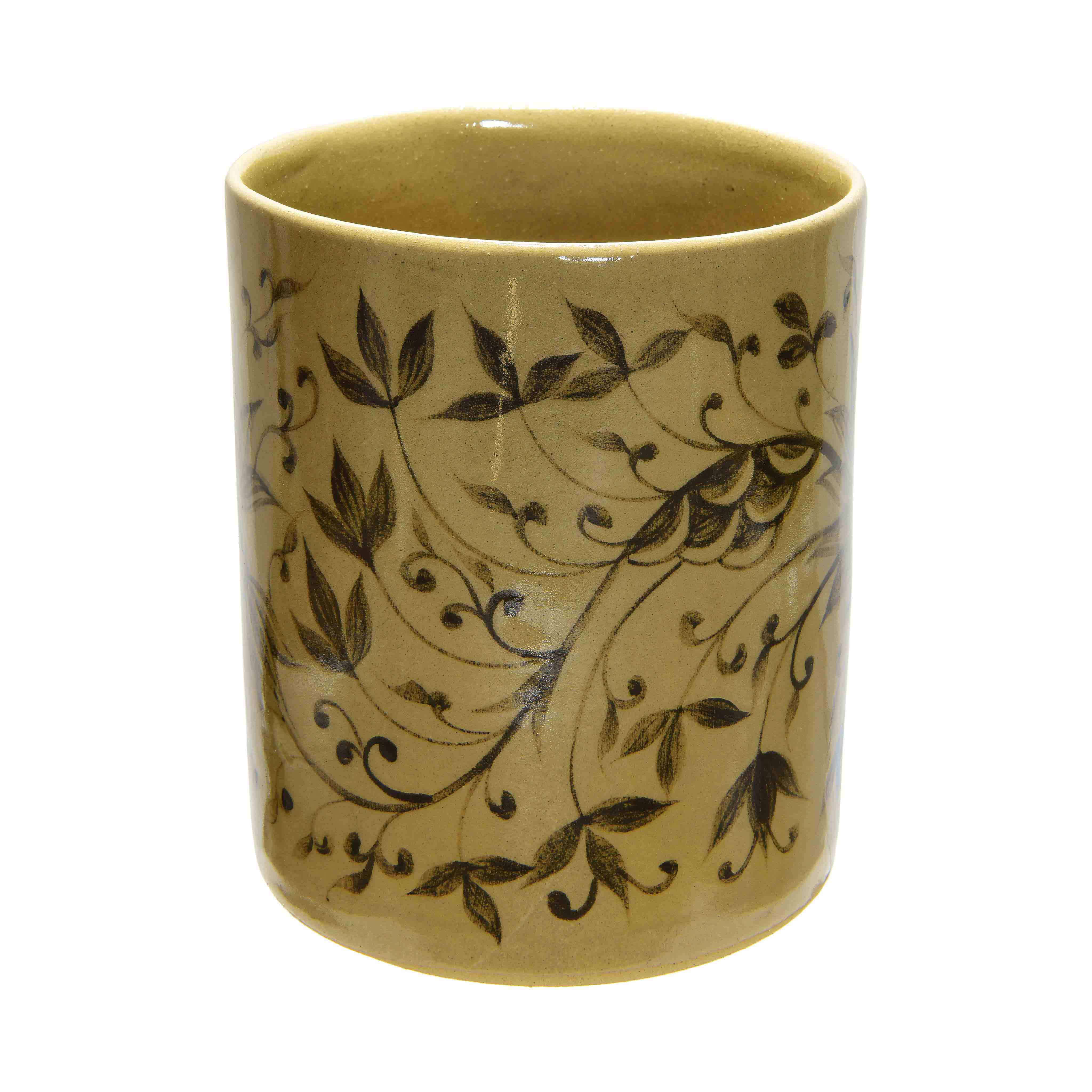 Handcrafted Wiang Kalong Lotus Flower Mug - Hand-Painted Lanna Ceramic from Chiang Mai Thailand - Lalanna Design
