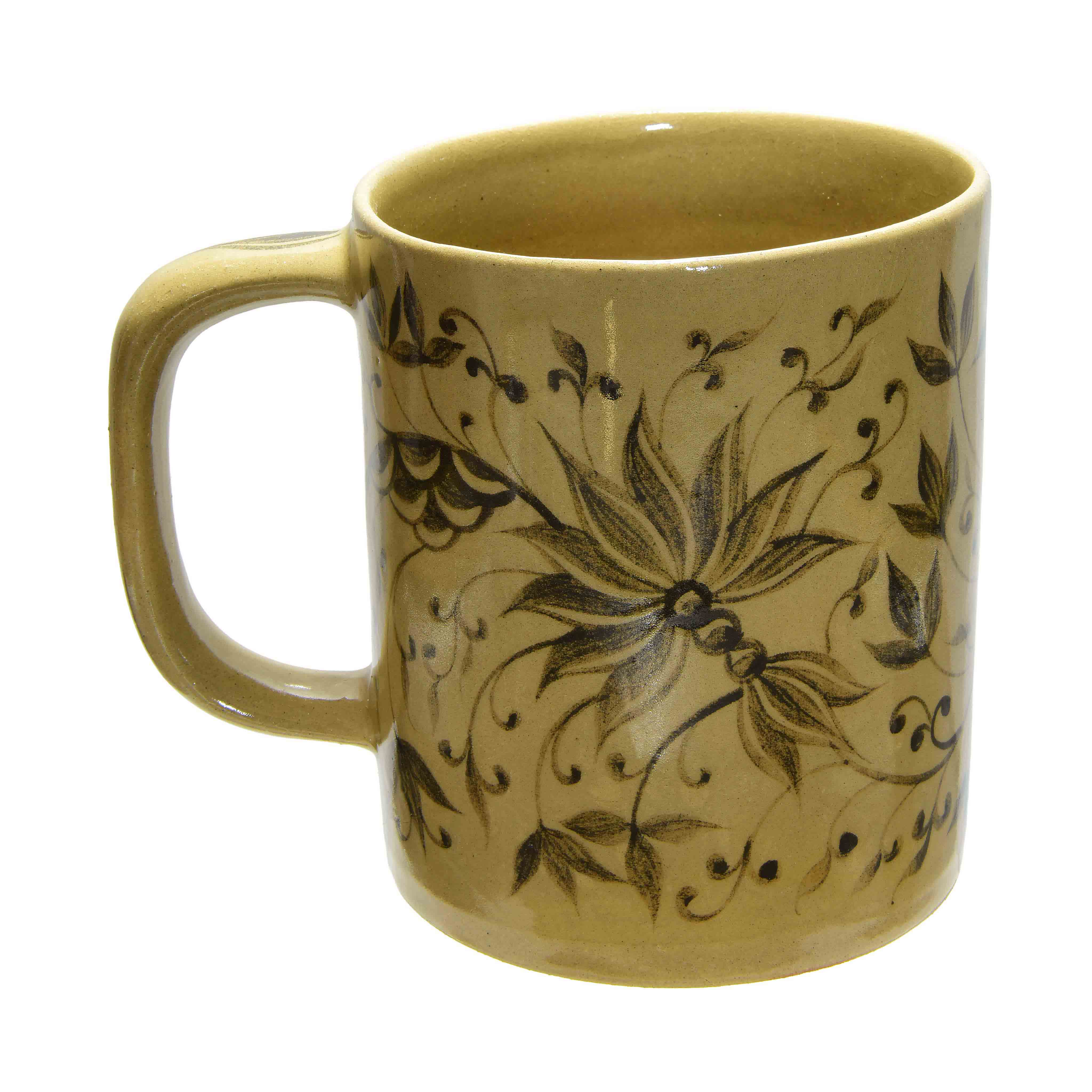 Handcrafted Wiang Kalong Lotus Flower Mug - Hand-Painted Lanna Ceramic from Chiang Mai Thailand - Lalanna Design