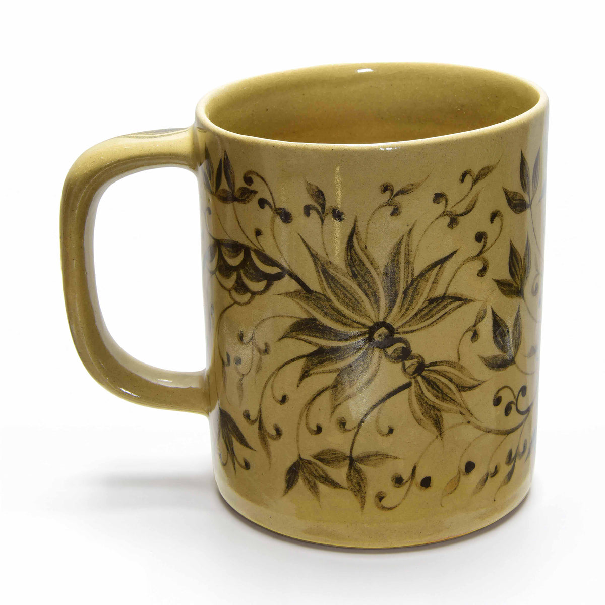 Handcrafted Wiang Kalong Lotus Flower Mug - Hand-Painted Lanna Ceramic from Chiang Mai Thailand - Lalanna Design