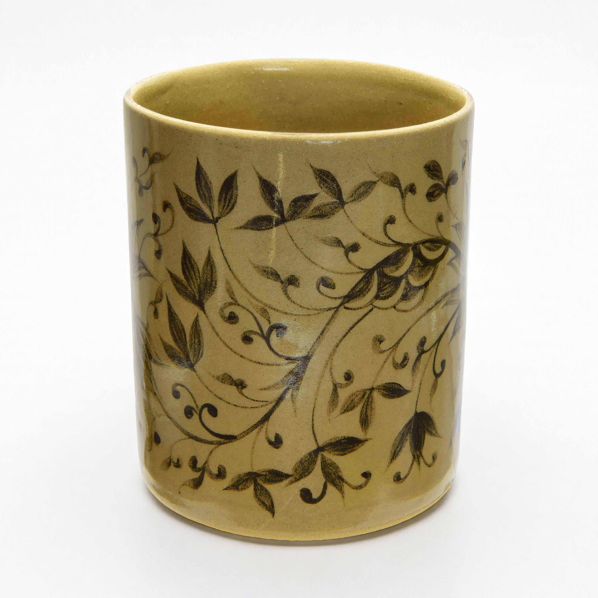 Handcrafted Wiang Kalong Lotus Flower Mug - Hand-Painted Lanna Ceramic from Chiang Mai Thailand - Lalanna Design