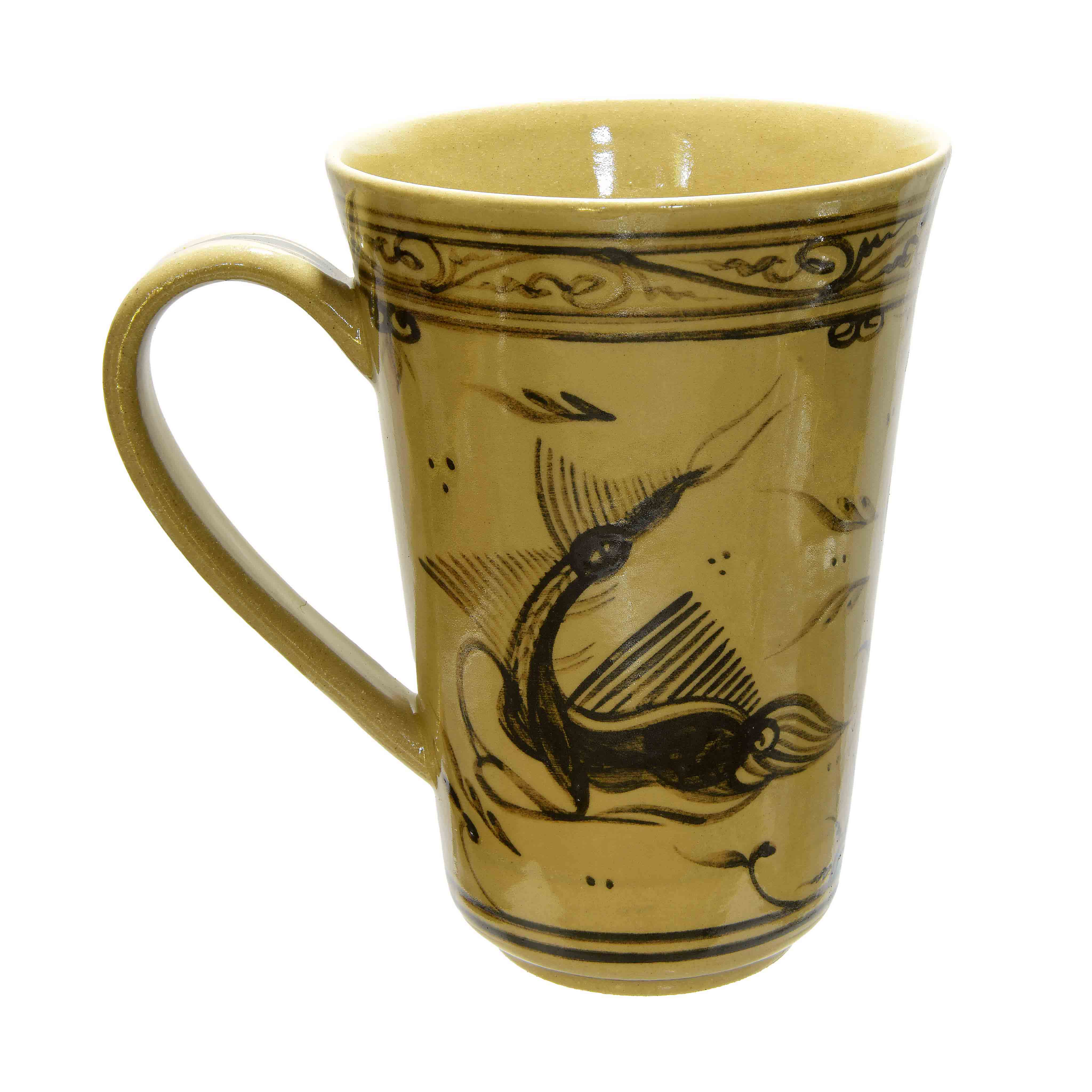 Handcrafted Wiang Kalong Peacock Mug - Hand-Painted Lanna Ceramic from Chiang Mai Thailand - Lalanna Design