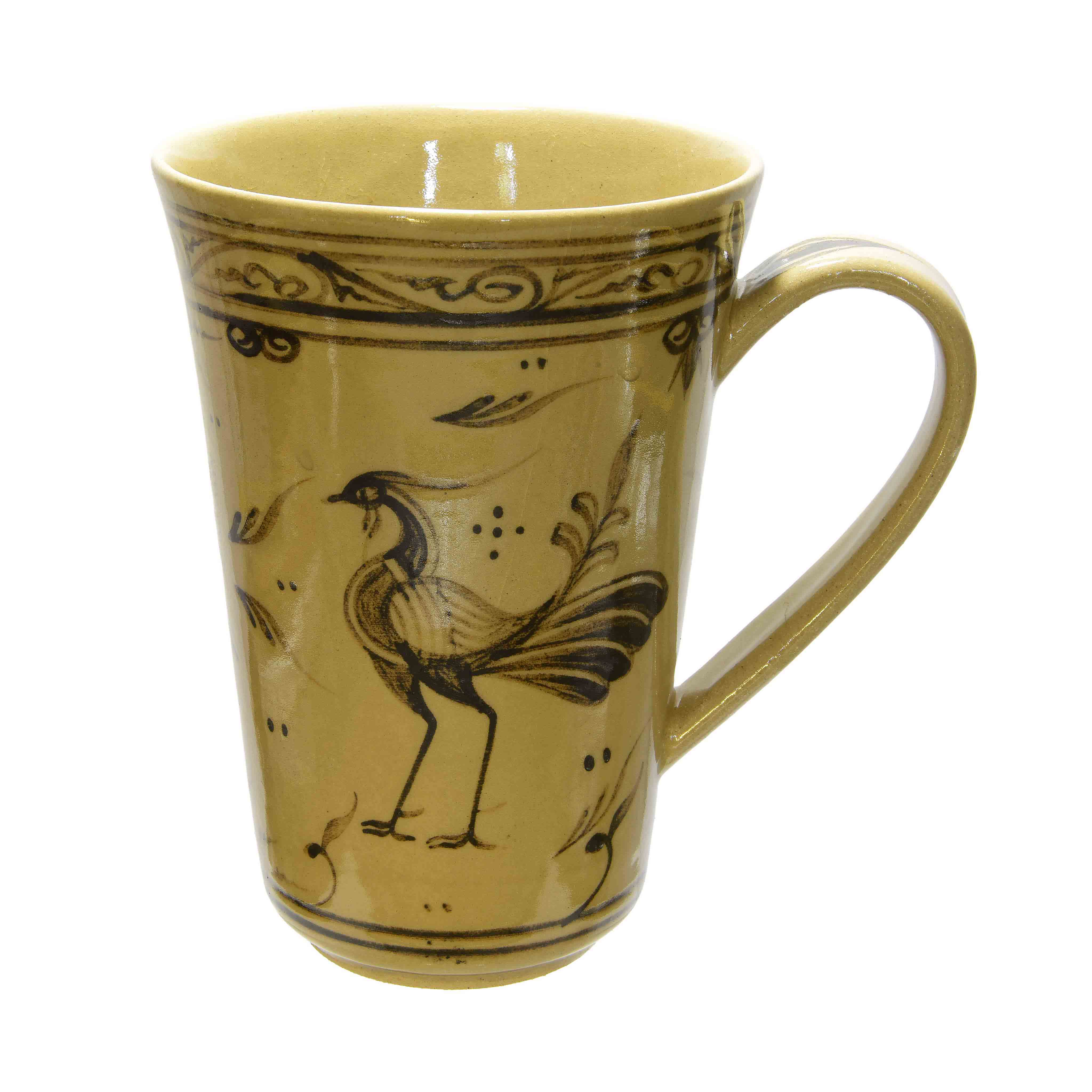 Handcrafted Wiang Kalong Peacock Mug - Hand-Painted Lanna Ceramic from Chiang Mai Thailand - Lalanna Design