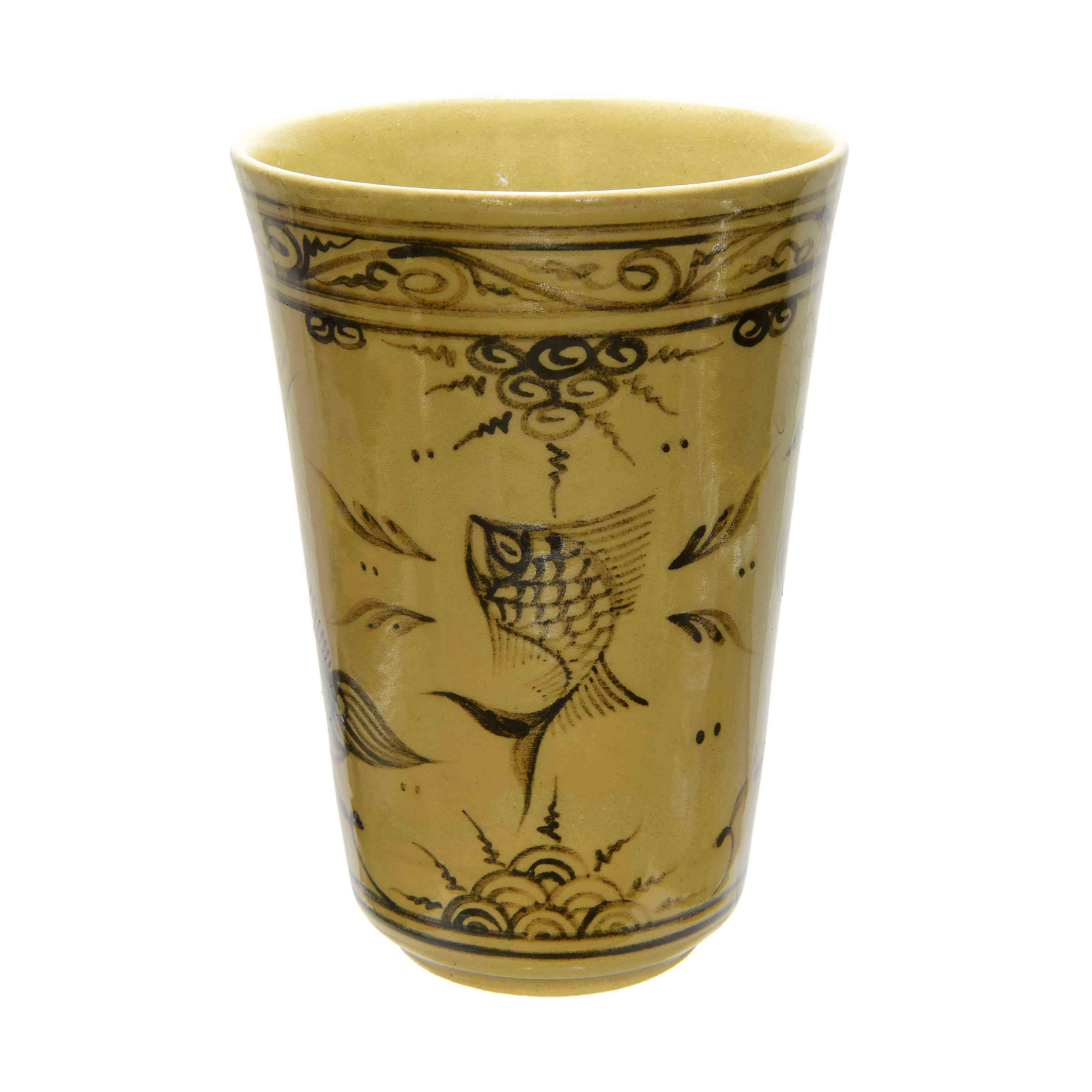 Handcrafted Wiang Kalong Peacock Mug - Hand-Painted Lanna Ceramic from Chiang Mai Thailand - Lalanna Design