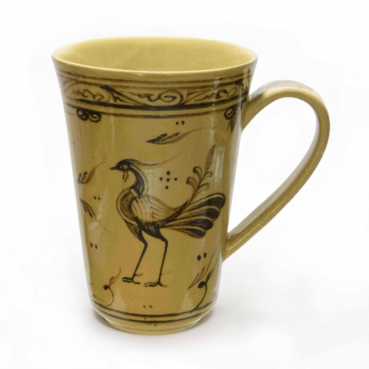 Handcrafted Wiang Kalong Peacock Mug - Hand-Painted Lanna Ceramic from Chiang Mai Thailand - Lalanna Design